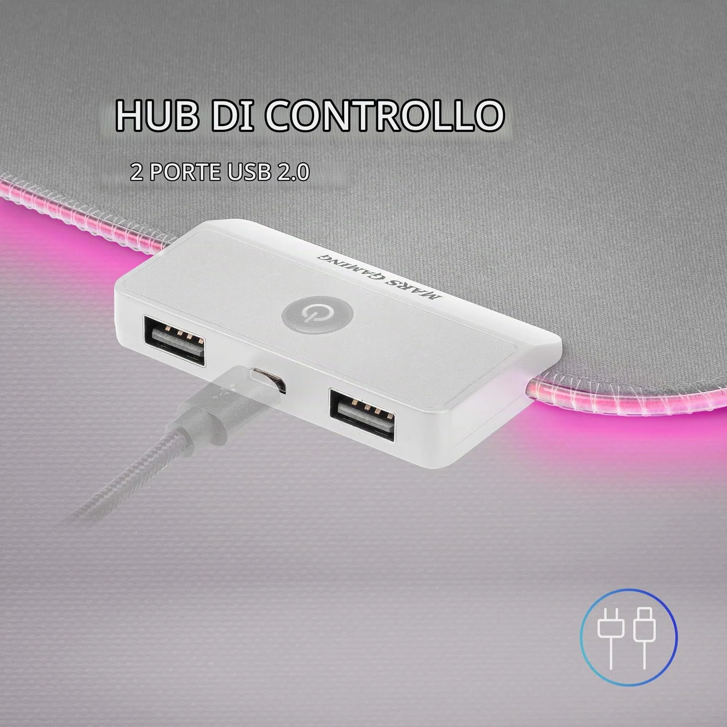 Mars Gaming MMPRGB2S tappetino mouse XXL RGB bianco hub USB