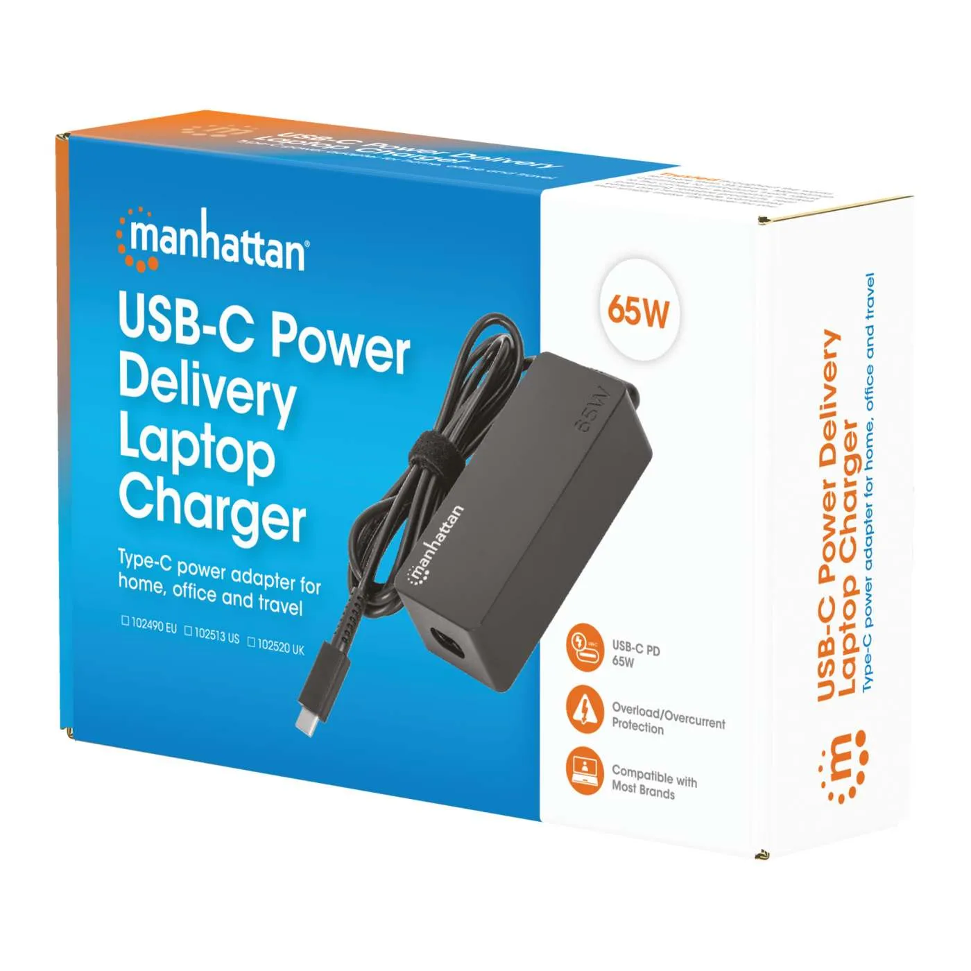 Manhattan USB-C Caricabatterie Laptop 65W PD nero