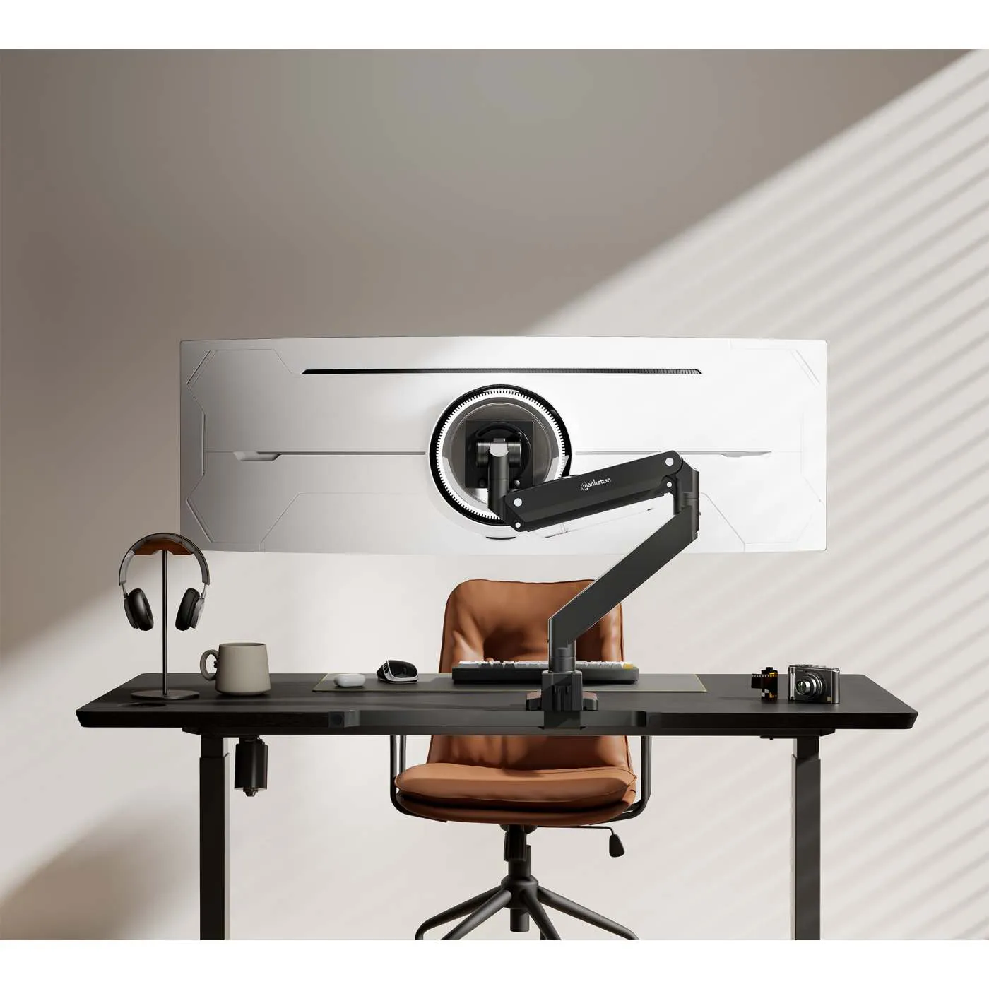 Manhattan braccio monitor singolo gas USB 32-55" nero