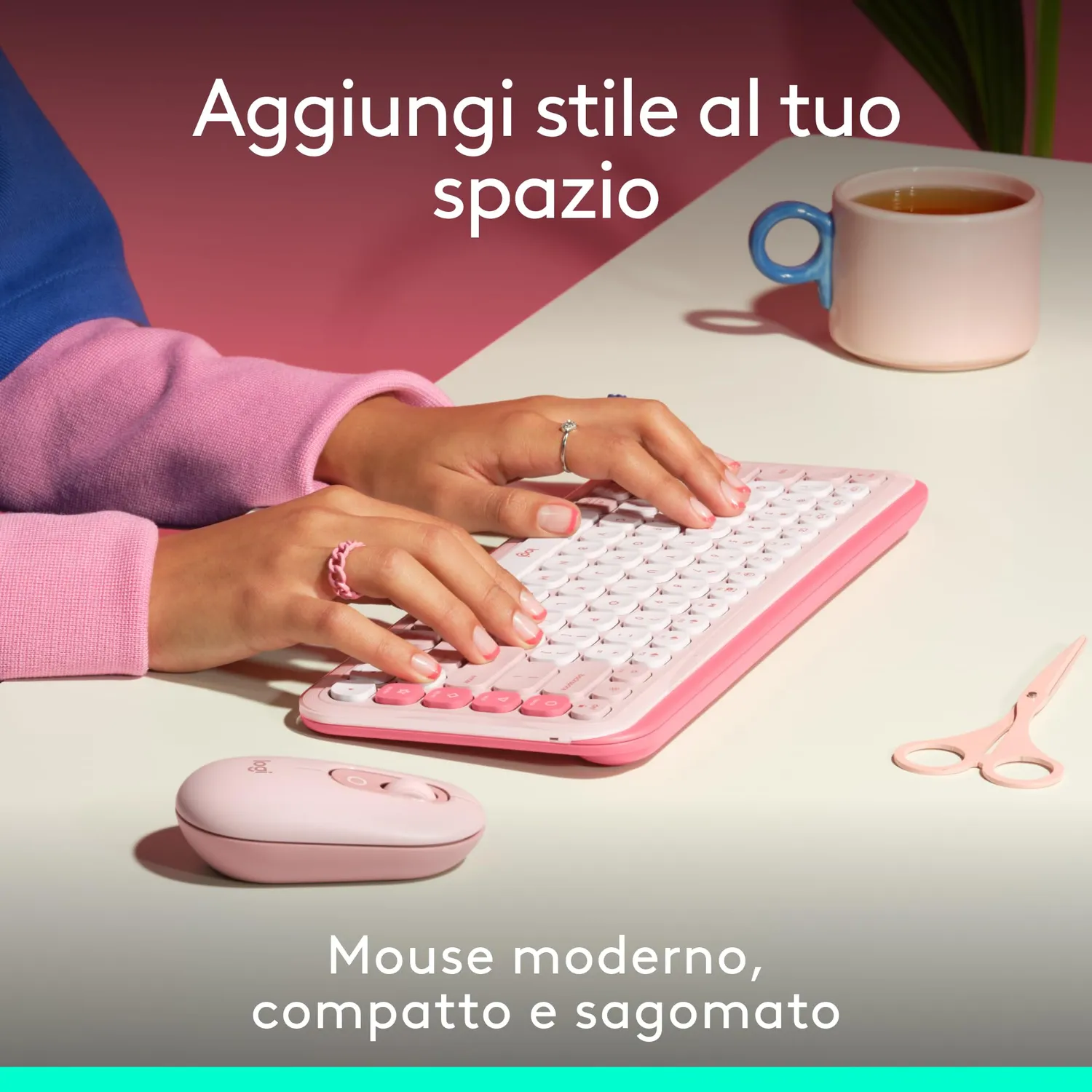 Logitech POP Mouse wireless rosa clic silenziosi