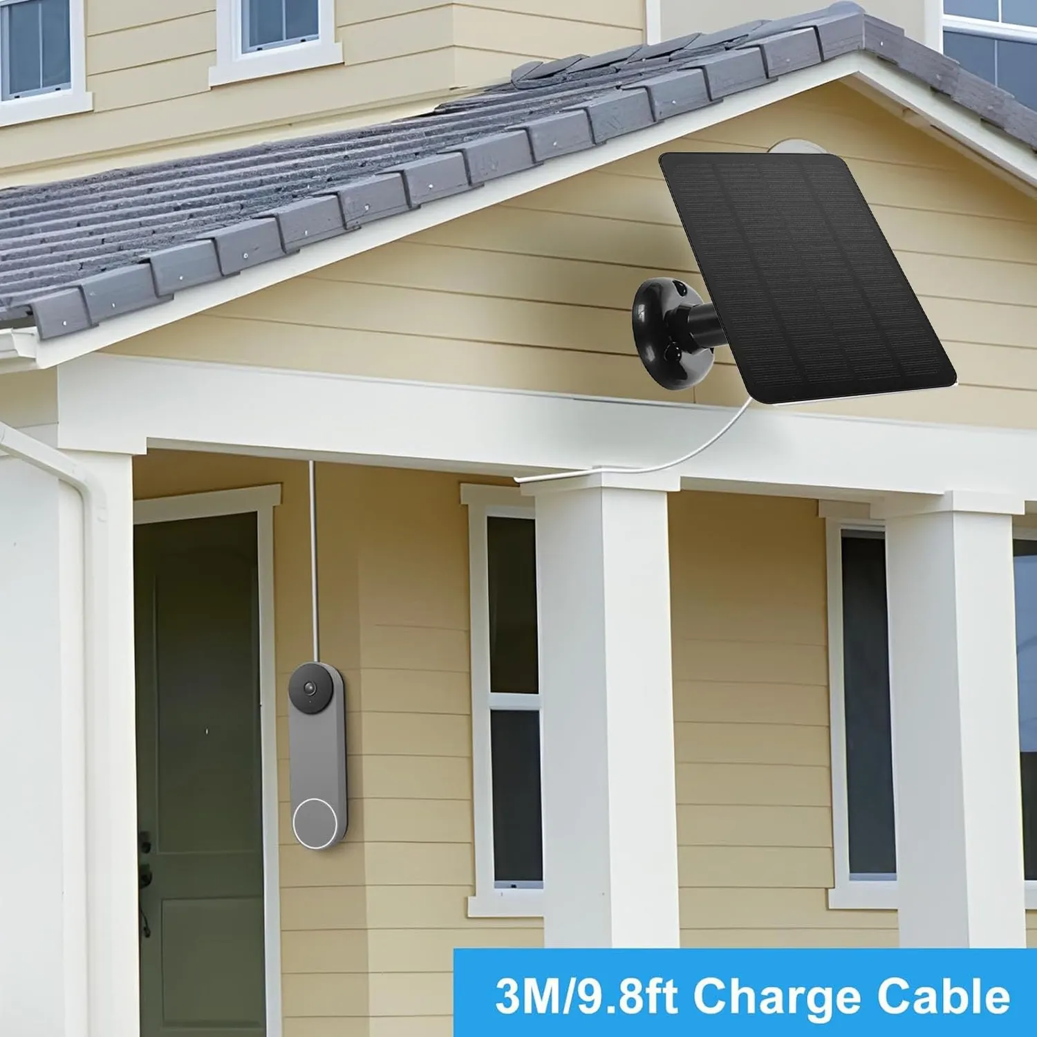 Zunate Pannello Solare 10W per Videocitofono IP66 con Cavo 3m