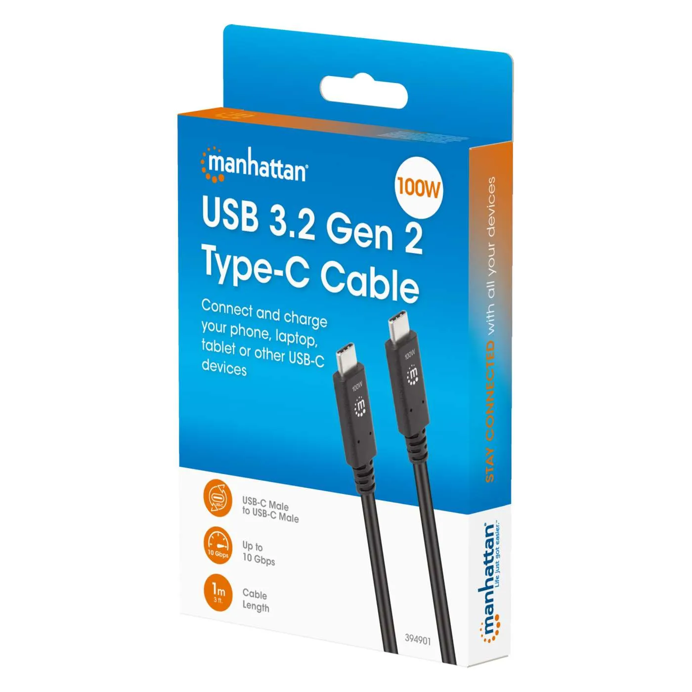 Manhattan Cavo USB-C USB 3.2 Gen 2 100W 1 m 10 Gbps