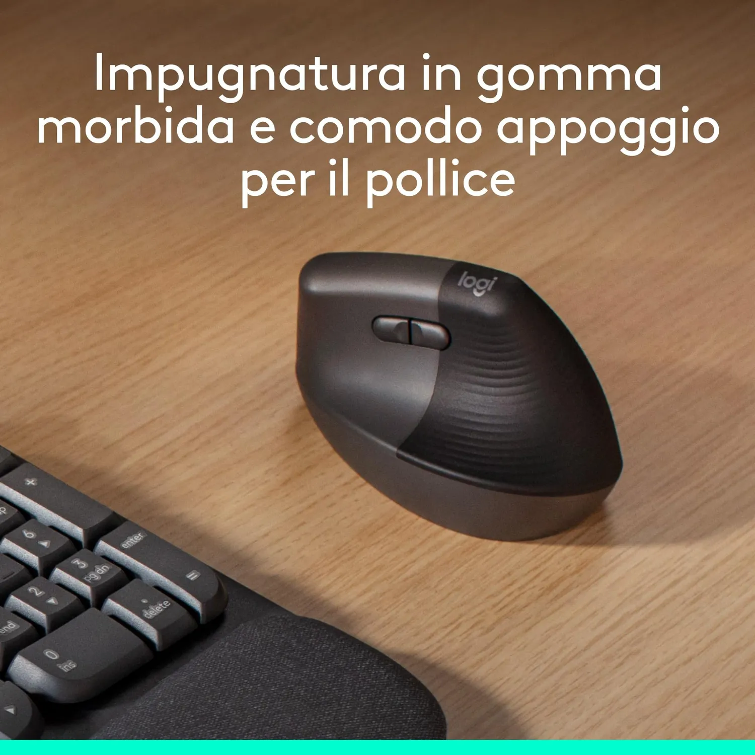 Logitech Lift mouse verticale grigio ergonomico 57°