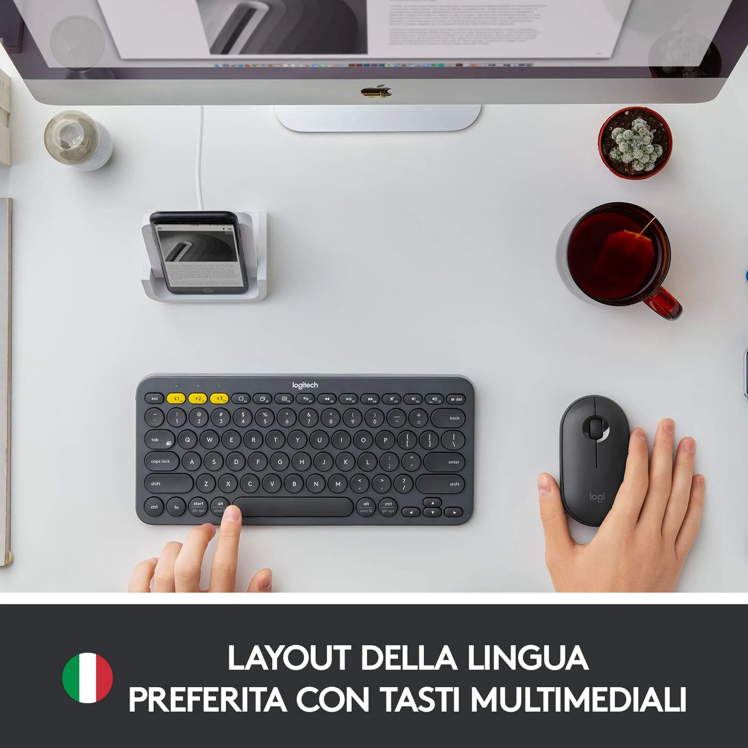 Logitech K380 M350 Kit Tastiera e Mouse Wireless Nero Silenzioso