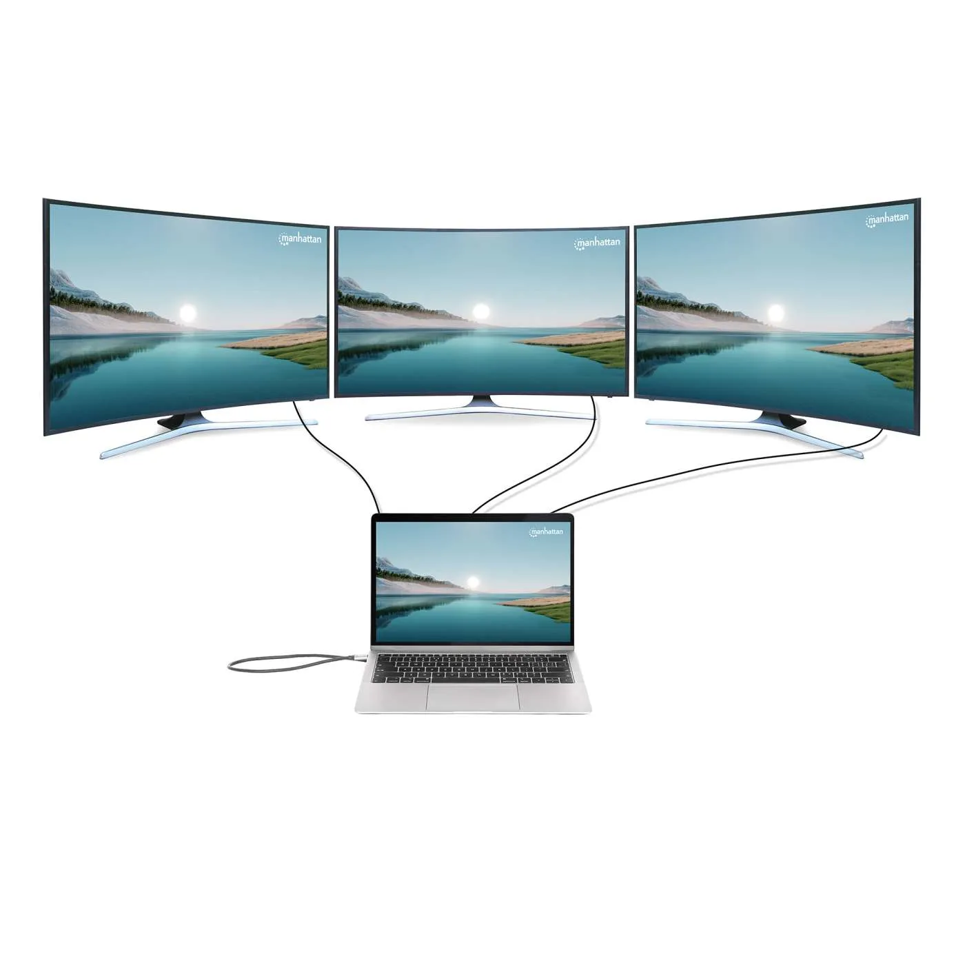 Manhattan 12-in-1 Triple Monitor 4K docking station USB-C 3x 4K