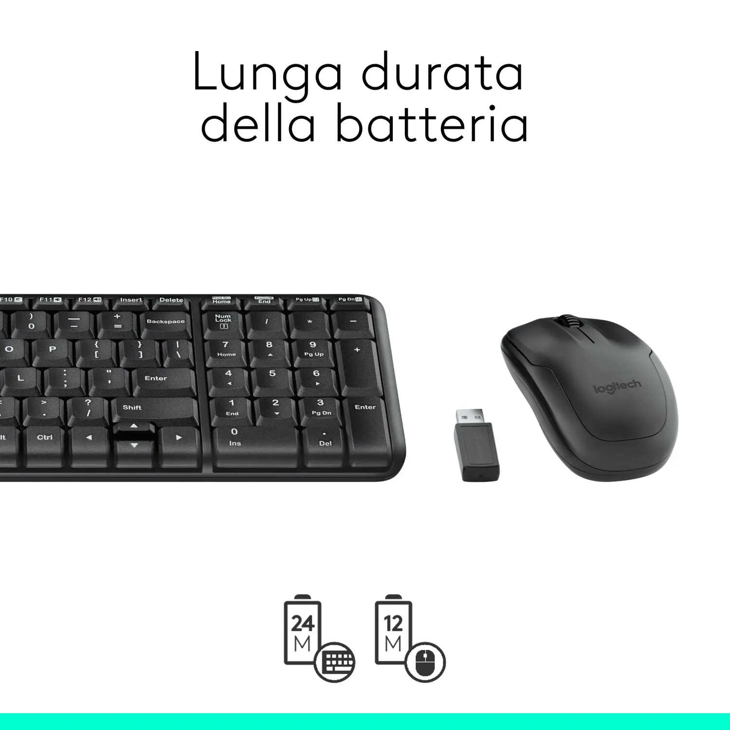 Logitech MK220 kit tastiera e mouse wireless compatti