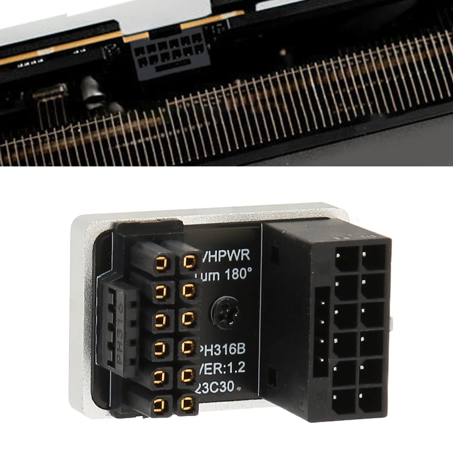 Zunate Adattatore GPU 16 pin 180° argento 600W PCIe