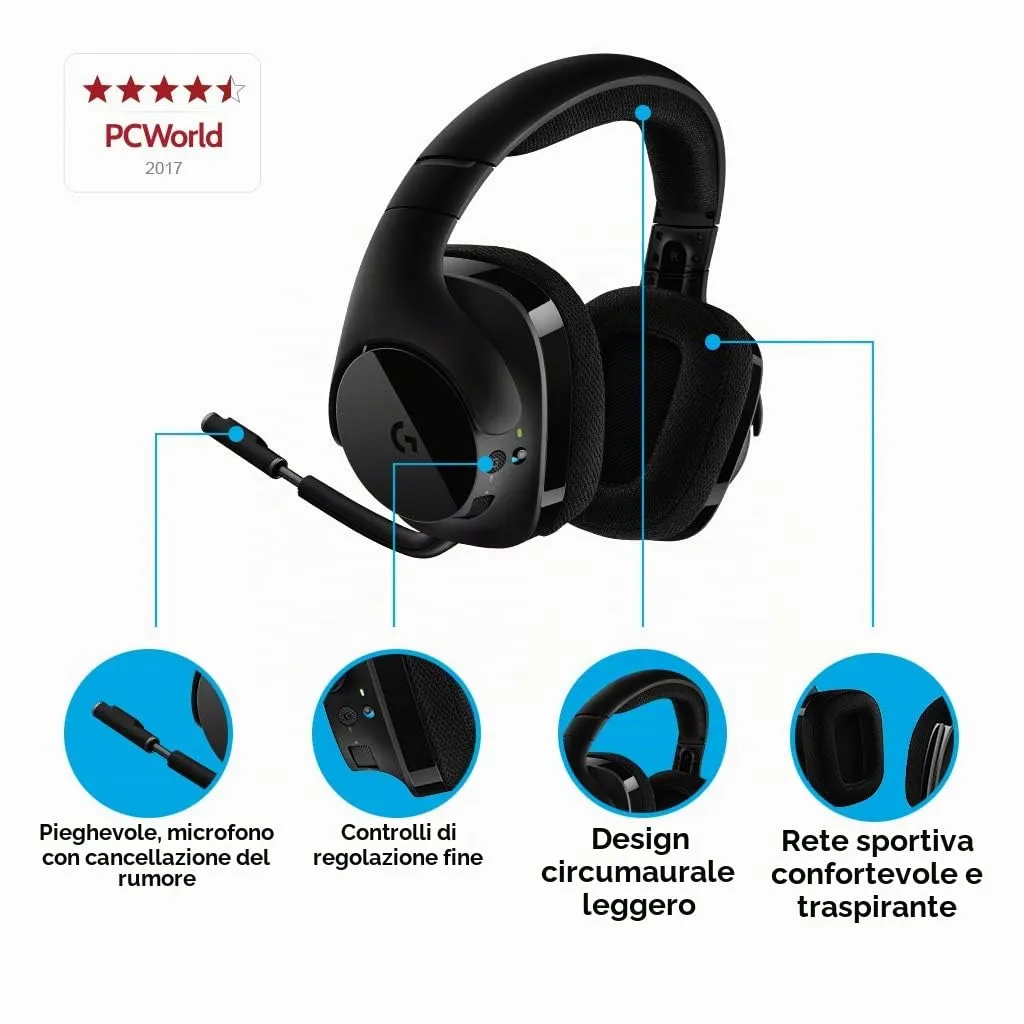 Logitech G G533 cuffie gaming wireless DTS 7.1