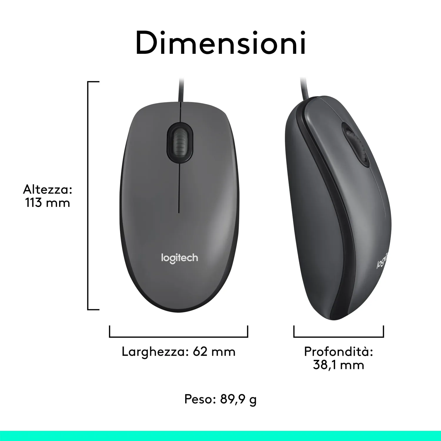 Logitech M100 mouse con filo USB 1000 DPI