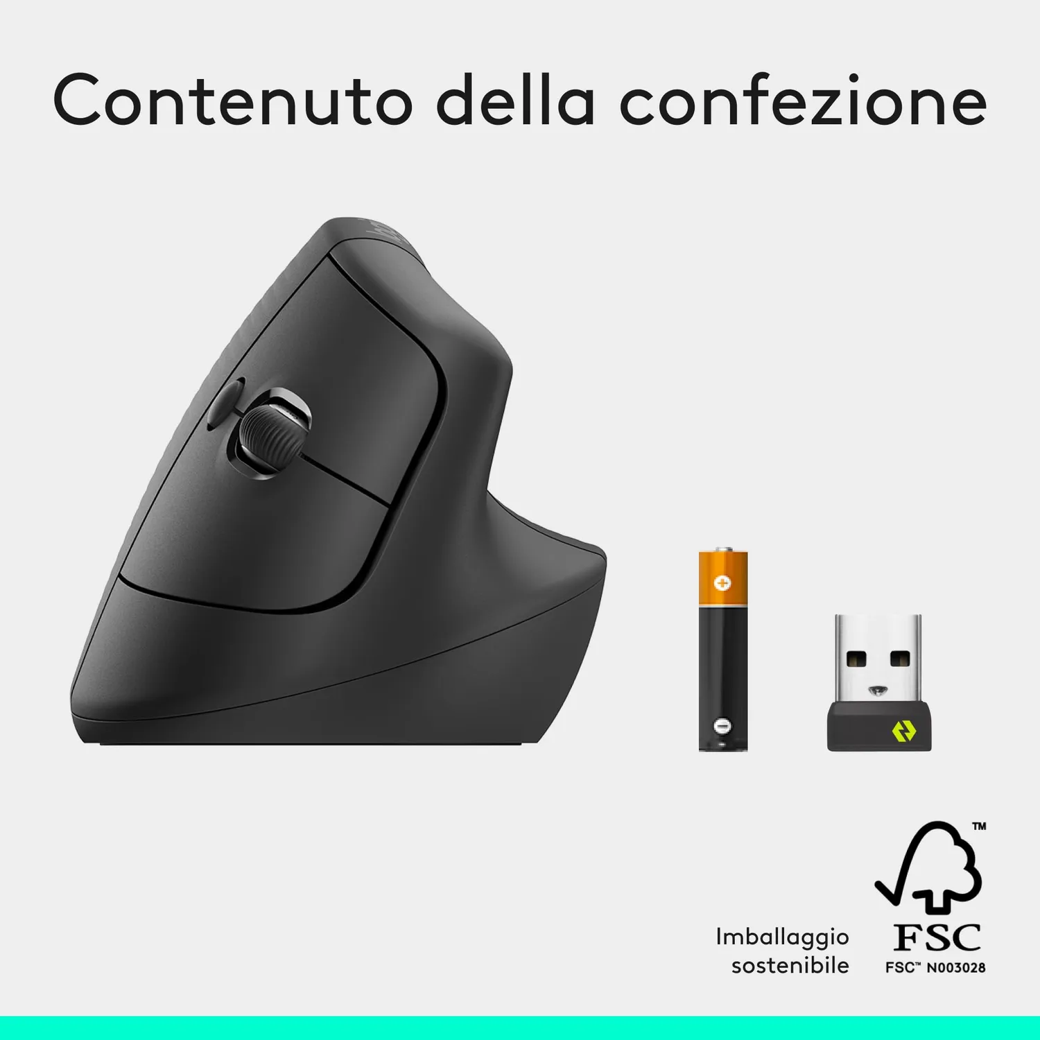 Logitech Lift mouse verticale grigio ergonomico 57°