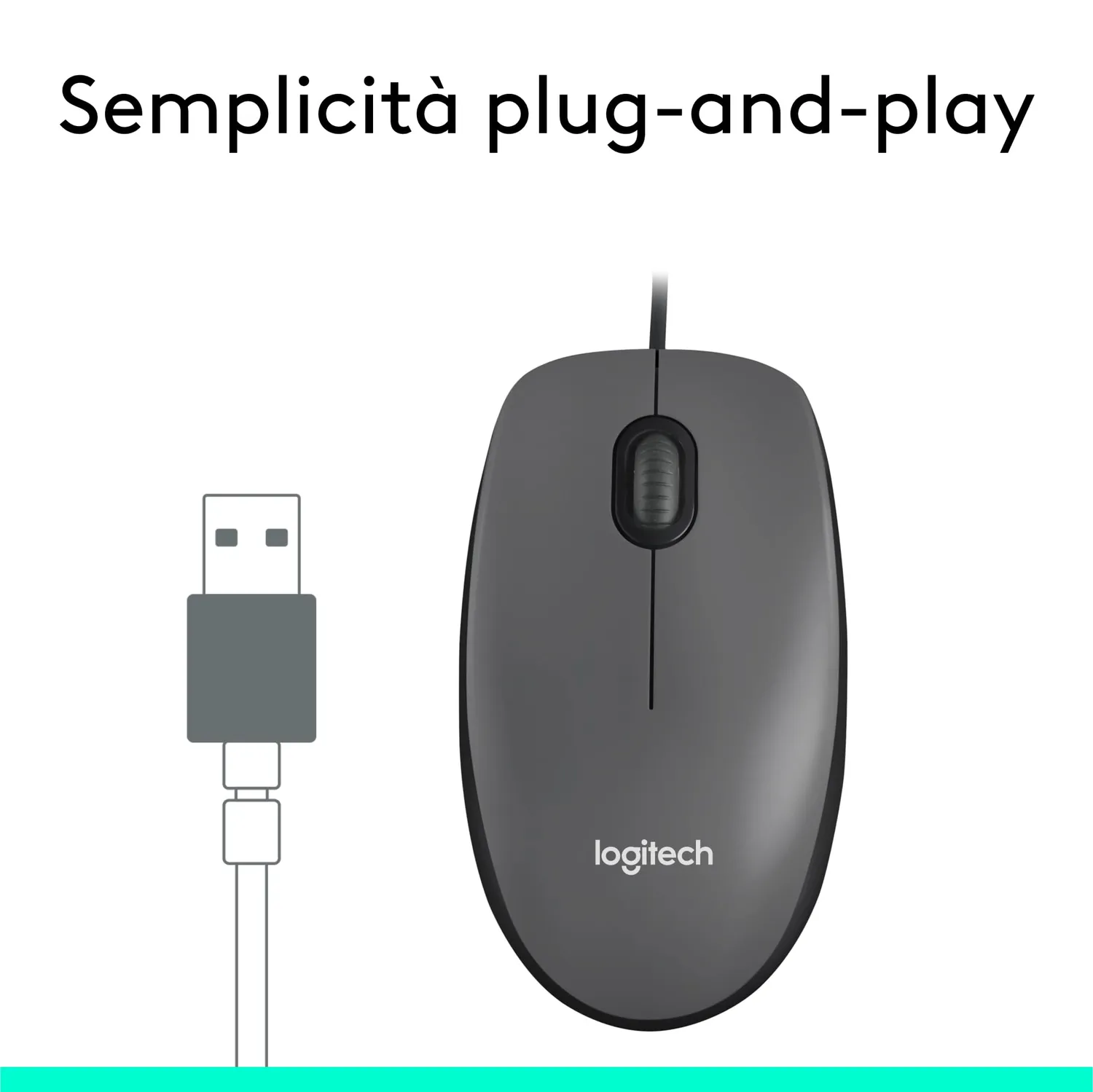 Logitech M100 mouse con filo USB 1000 DPI