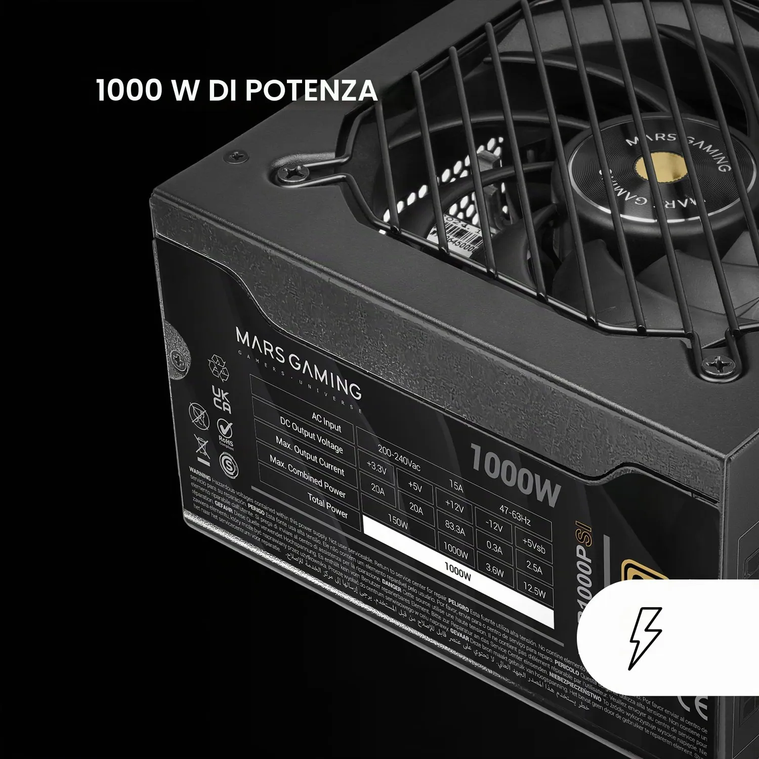 Mars Gaming MPB1000PSI alimentatore 1000W nero Gold modulare