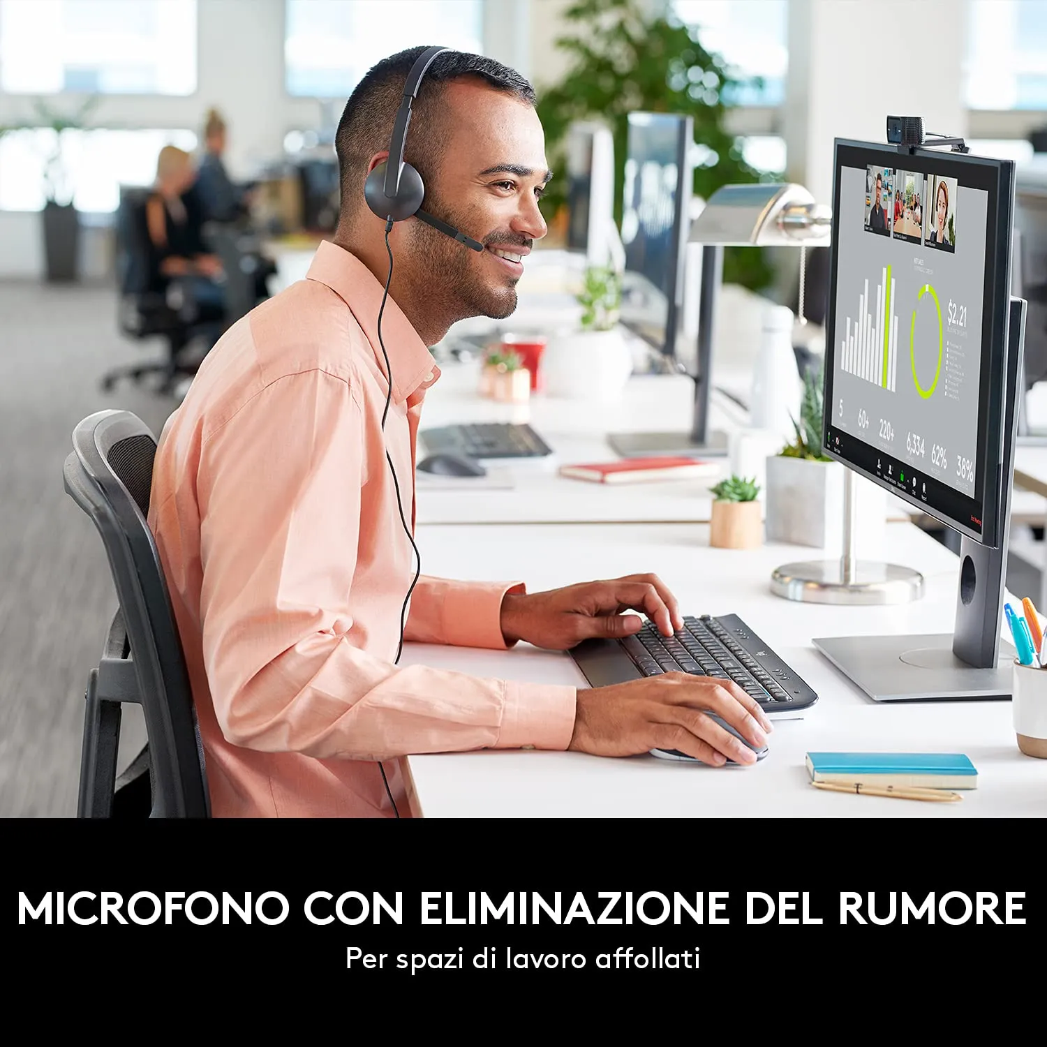 Logitech H340 Cuffie Cablate USB One Size con microfono