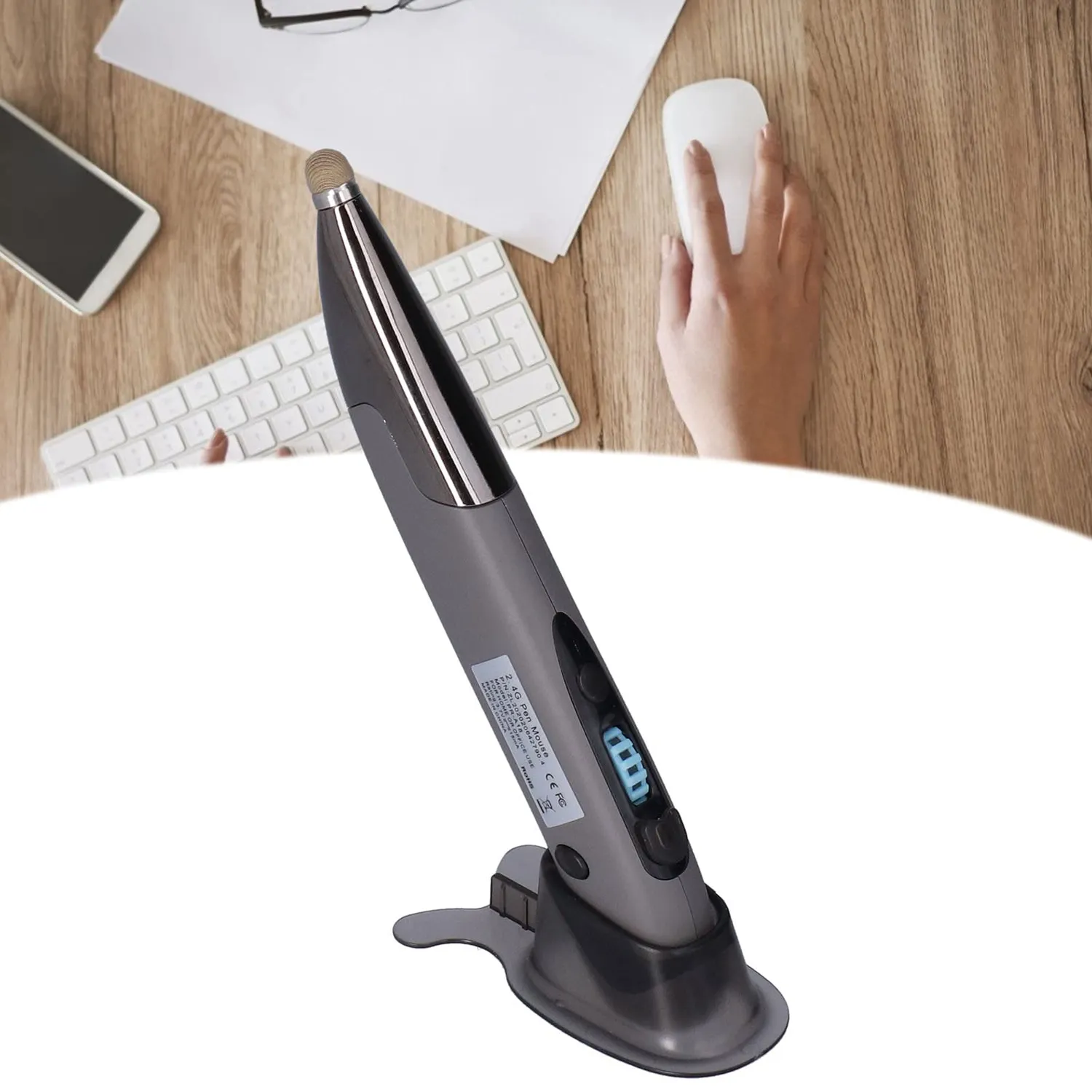 Zunate mouse penna wireless grigio 3 DPI ricaricabile