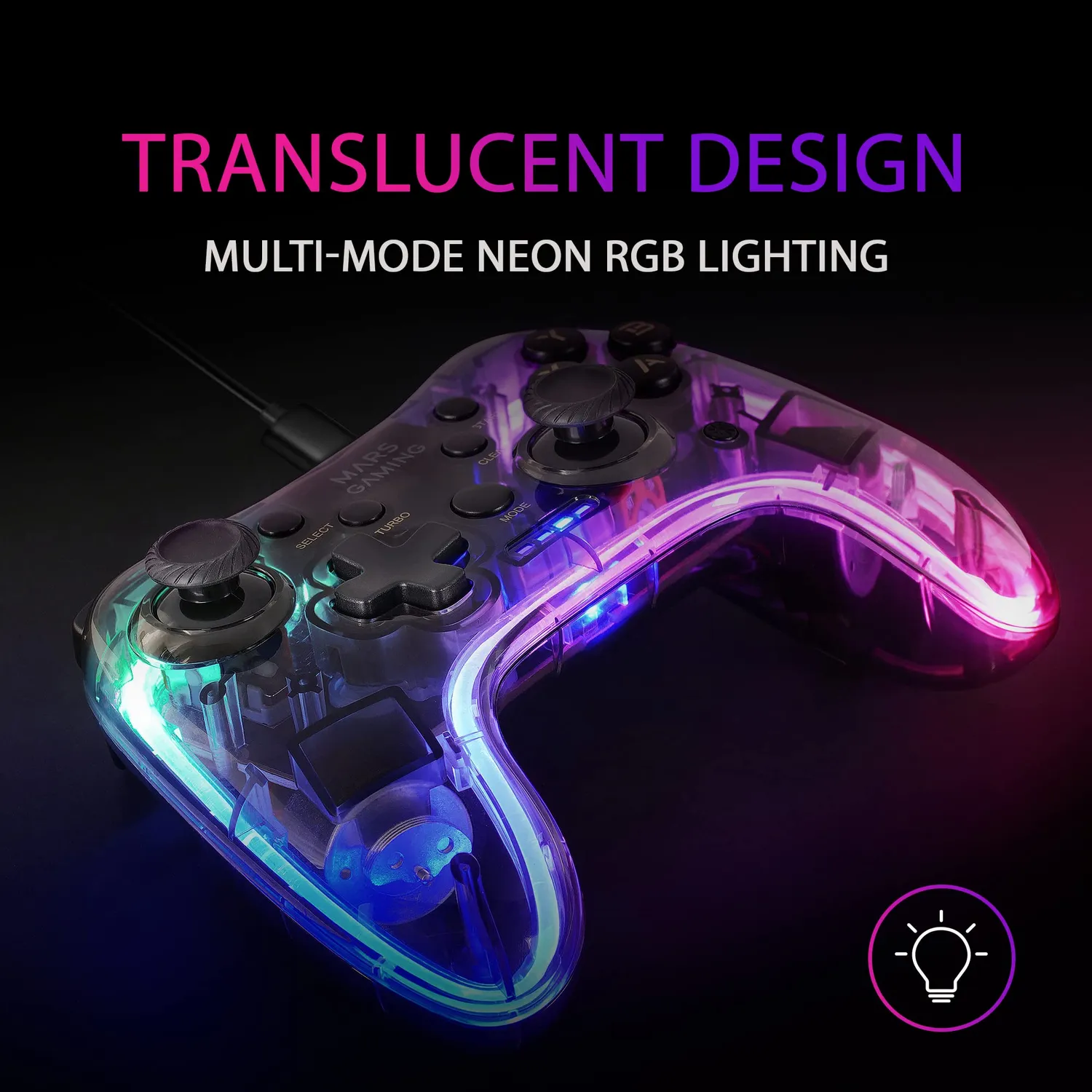 Mars Gaming MGPC gamepad trasparente RGB