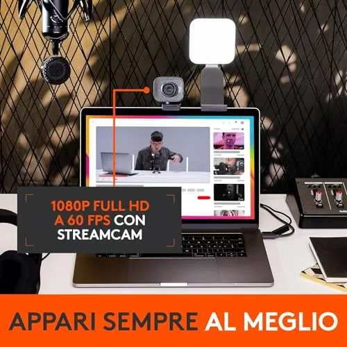 Logitech Litra Glow + StreamCam Webcam Luce Streaming Nero
