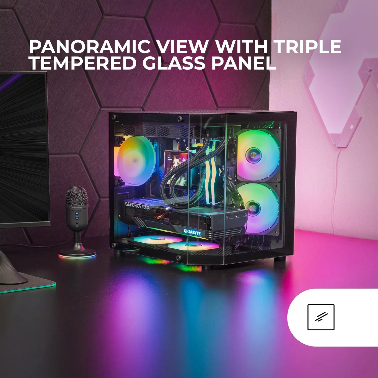 Mars Gaming MC-3TLITE case MicroATX Mini-ITX nero vetro temperato