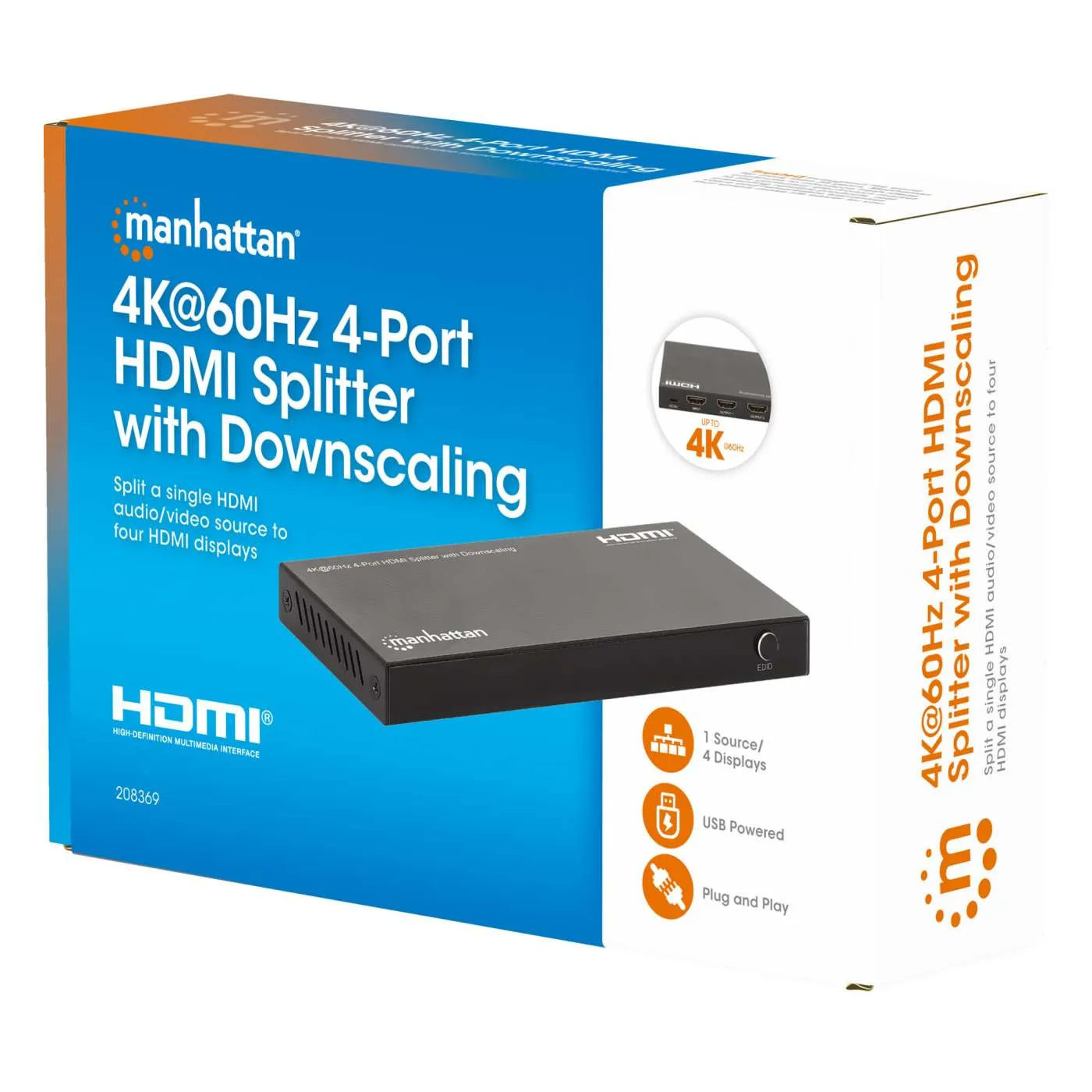 Manhattan splitter HDMI 4 porte 4K 60Hz downscaling