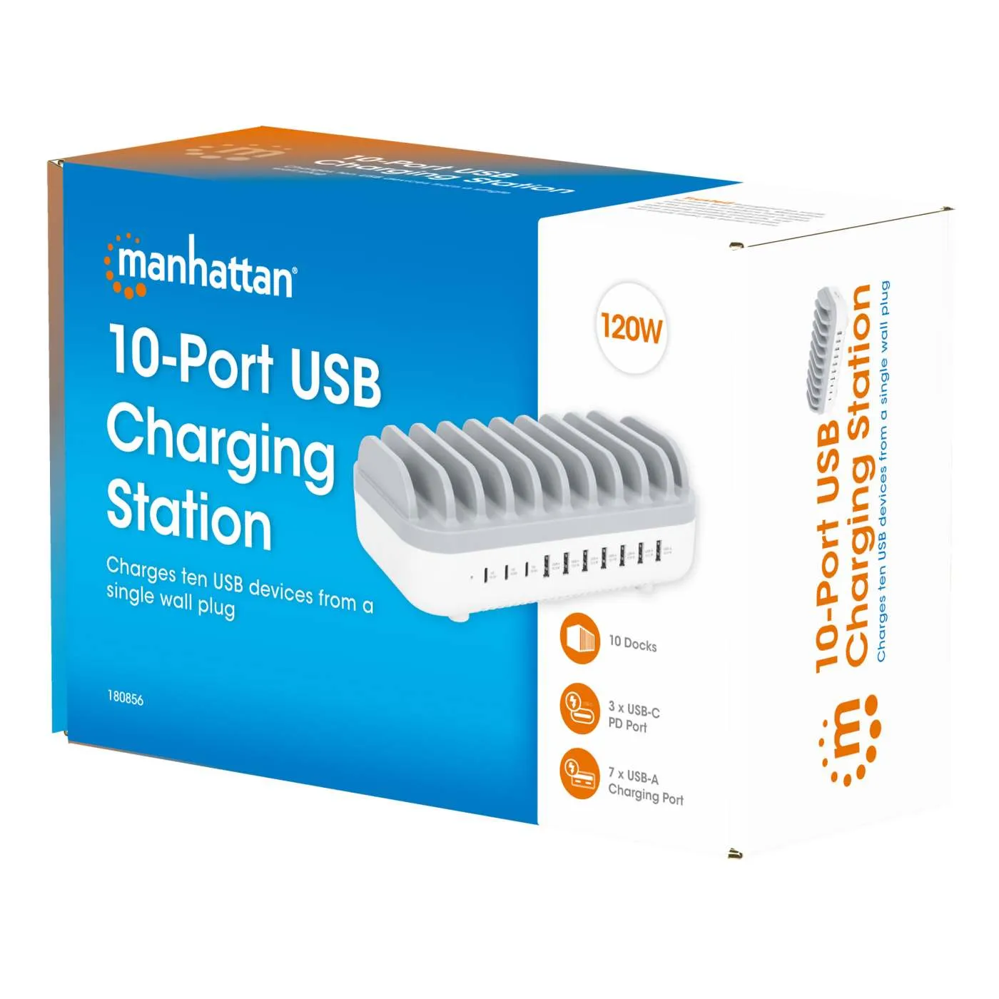 Manhattan 120W stazione ricarica USB 10 porte PD