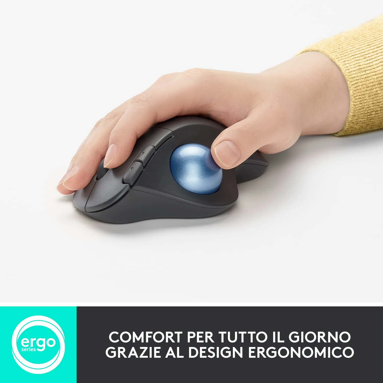 Logitech ERGO M575 trackball wireless nero ergonomico