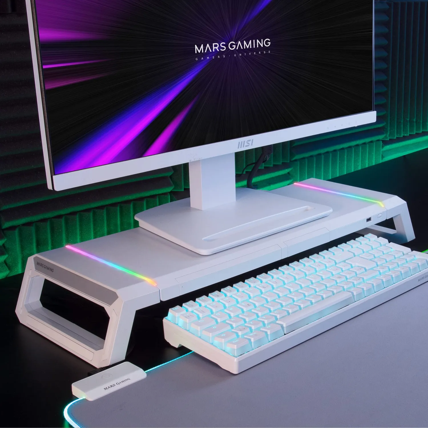 Mars Gaming MGS-ONE supporto monitor RGB bianco USB
