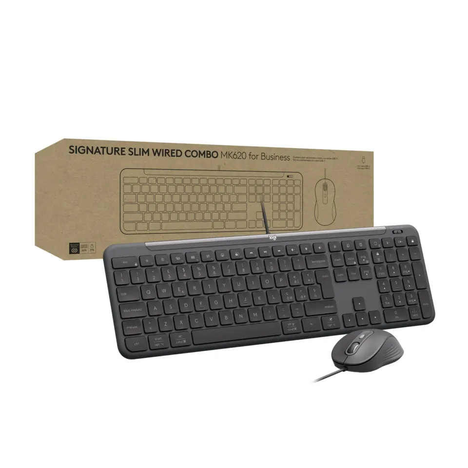 Logitech Signature Slim MK620 kit tastiera e mouse USB-C silent