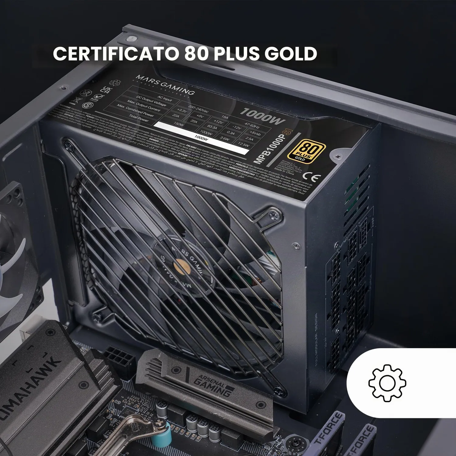 Mars Gaming MPB1000PSI alimentatore 1000W nero Gold modulare