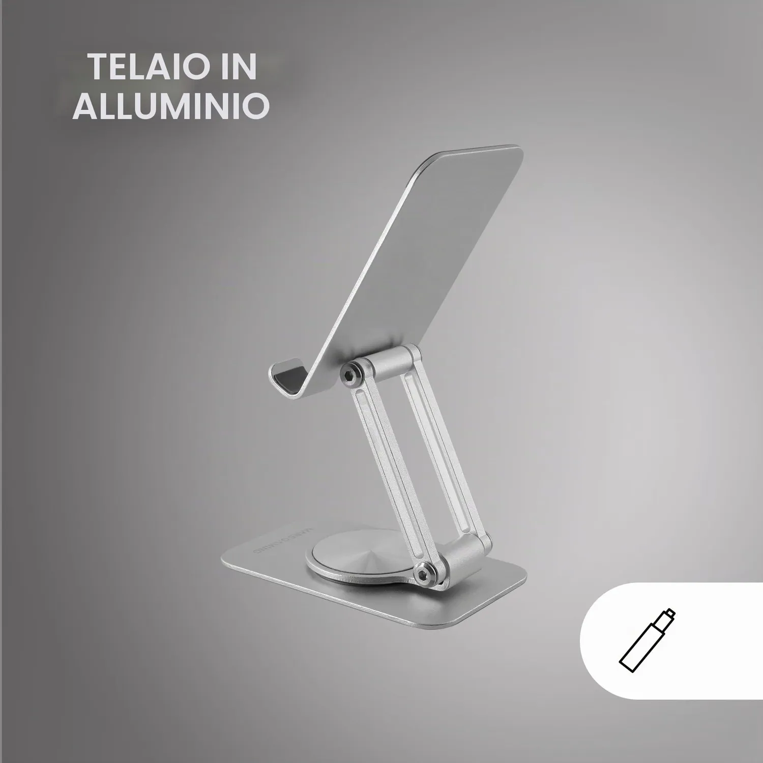 Mars Gaming MA-RSS supporto smartphone pieghevole grigio argento 360°