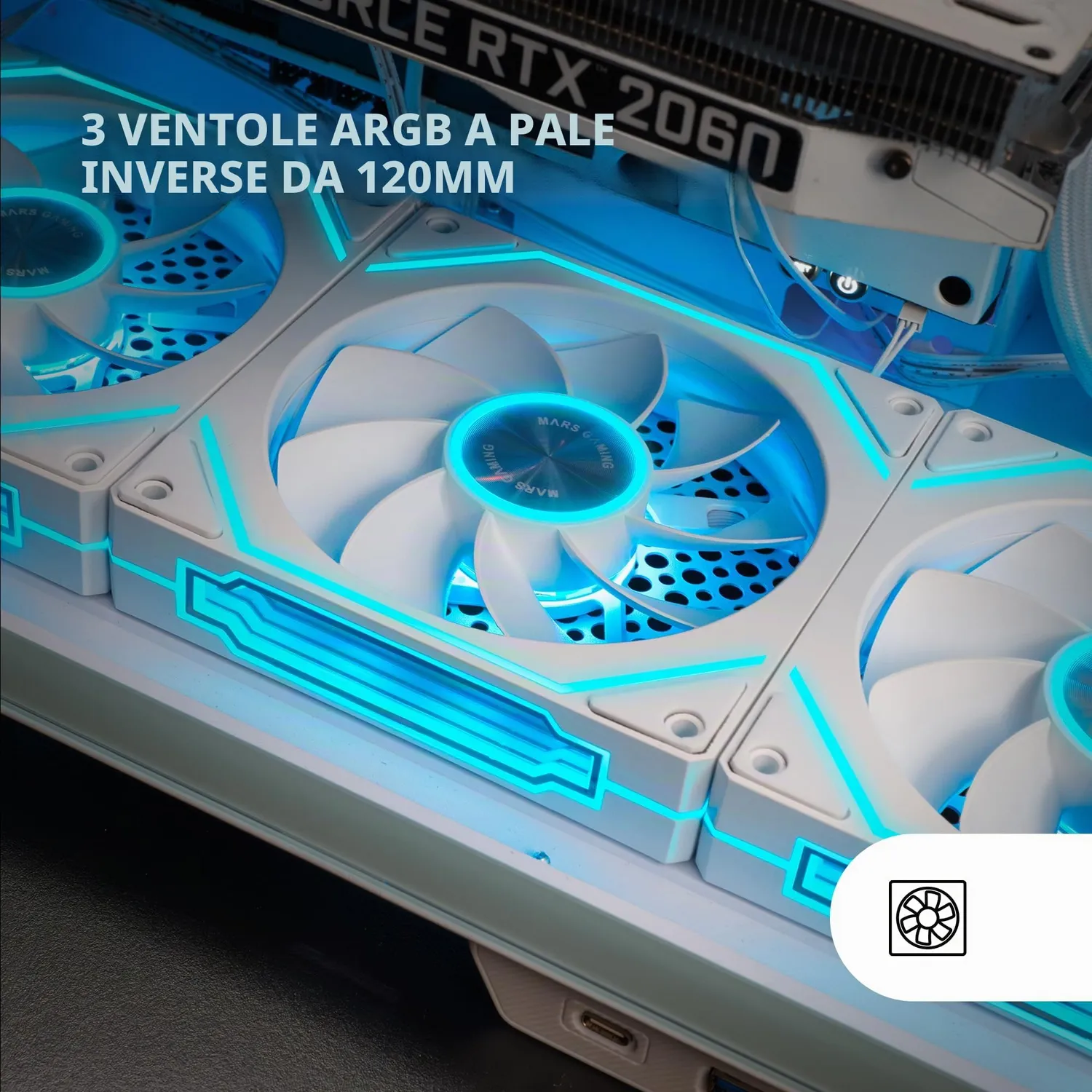 Mars Gaming LINKFINITYKIT2R kit 3 ventole 120mm bianco ARGB