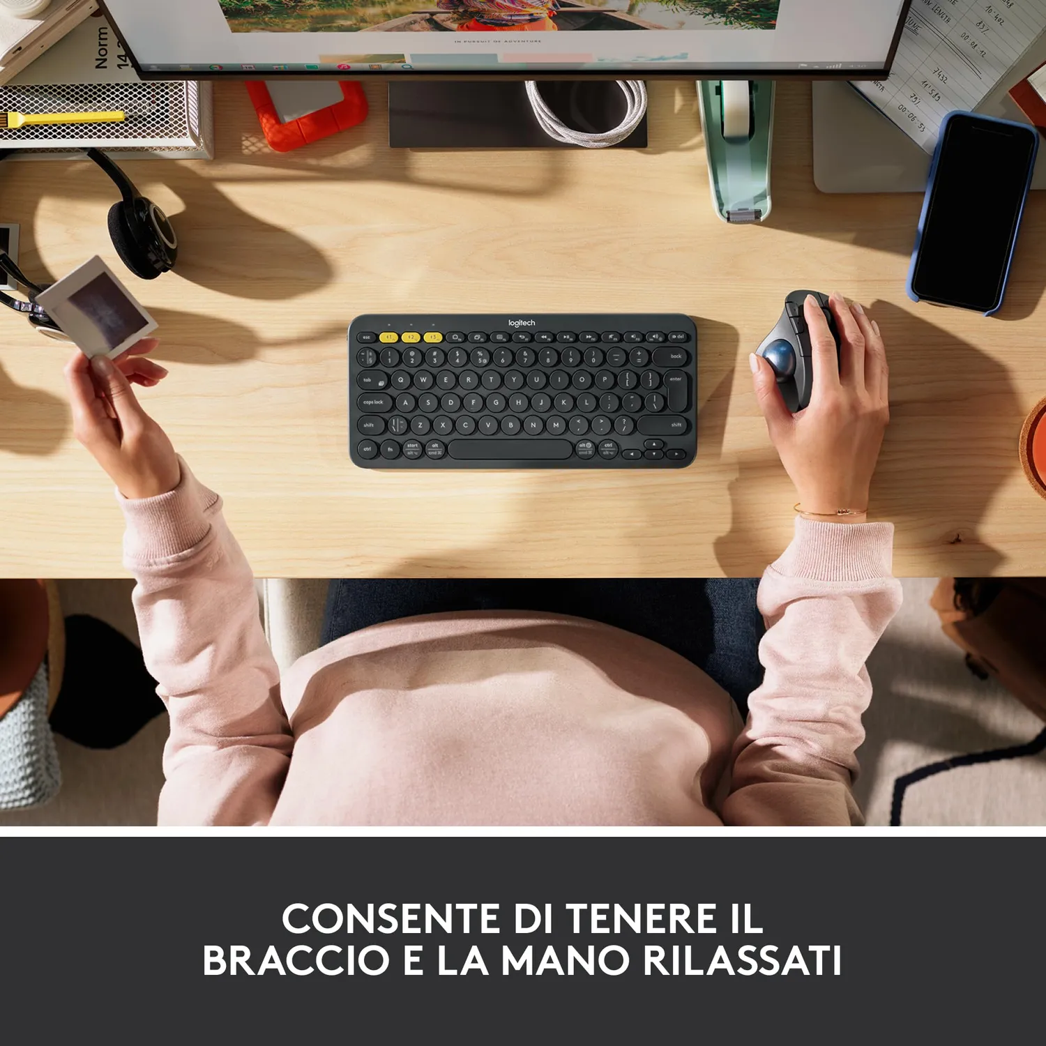 Logitech Ergo M575 mouse trackball wireless ergonomico