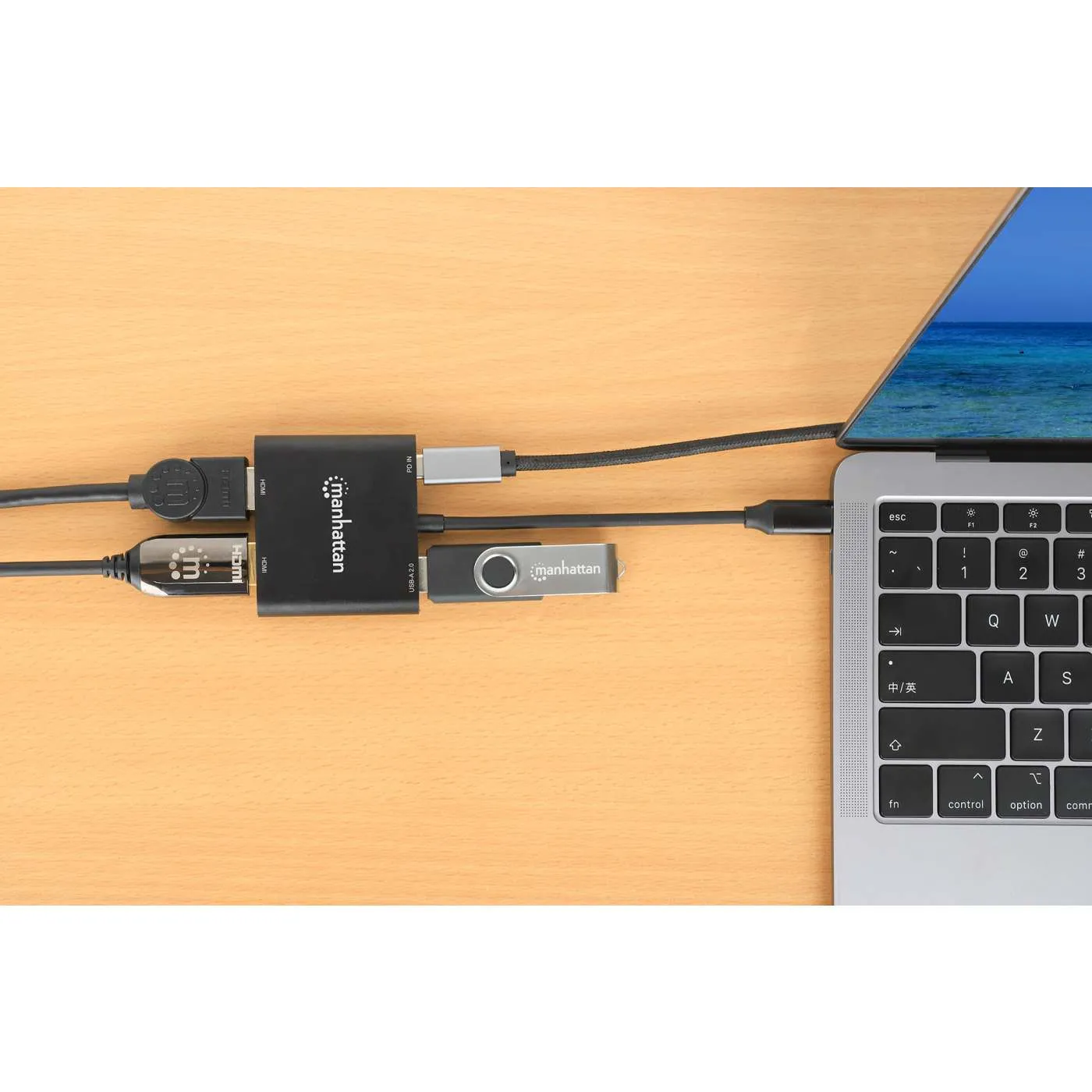 Manhattan Adattatore USB-C Dual HDMI 4K 100W PD