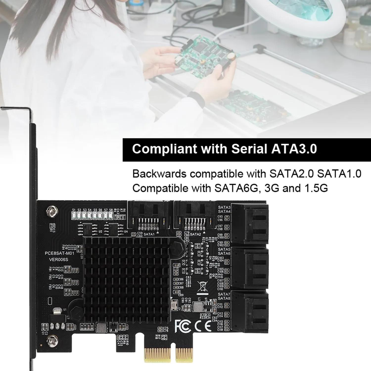 Zunate PCE8SAT-A01 Scheda Espansione SATA 8 porte 6Gbps PCIe