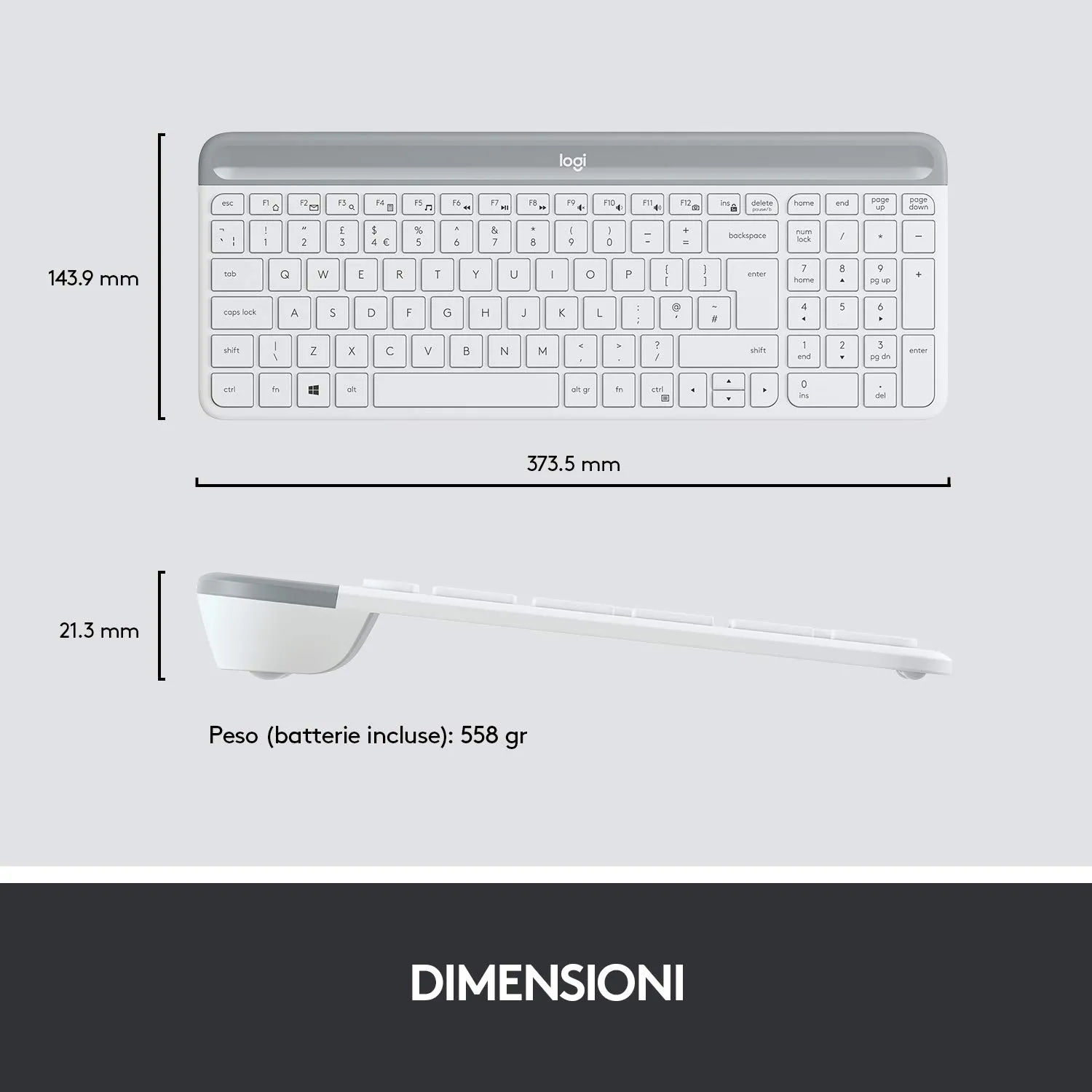 Logitech MK470 Slim kit tastiera e mouse wireless bianco silenzioso