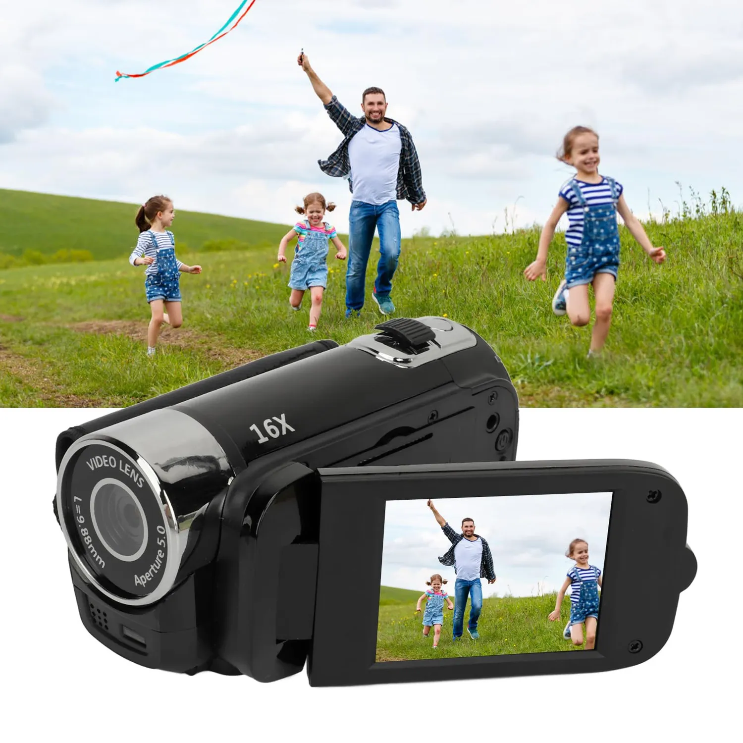 Zunate fotocamera digitale 1080P 16MP zoom 16X nera 2,4"