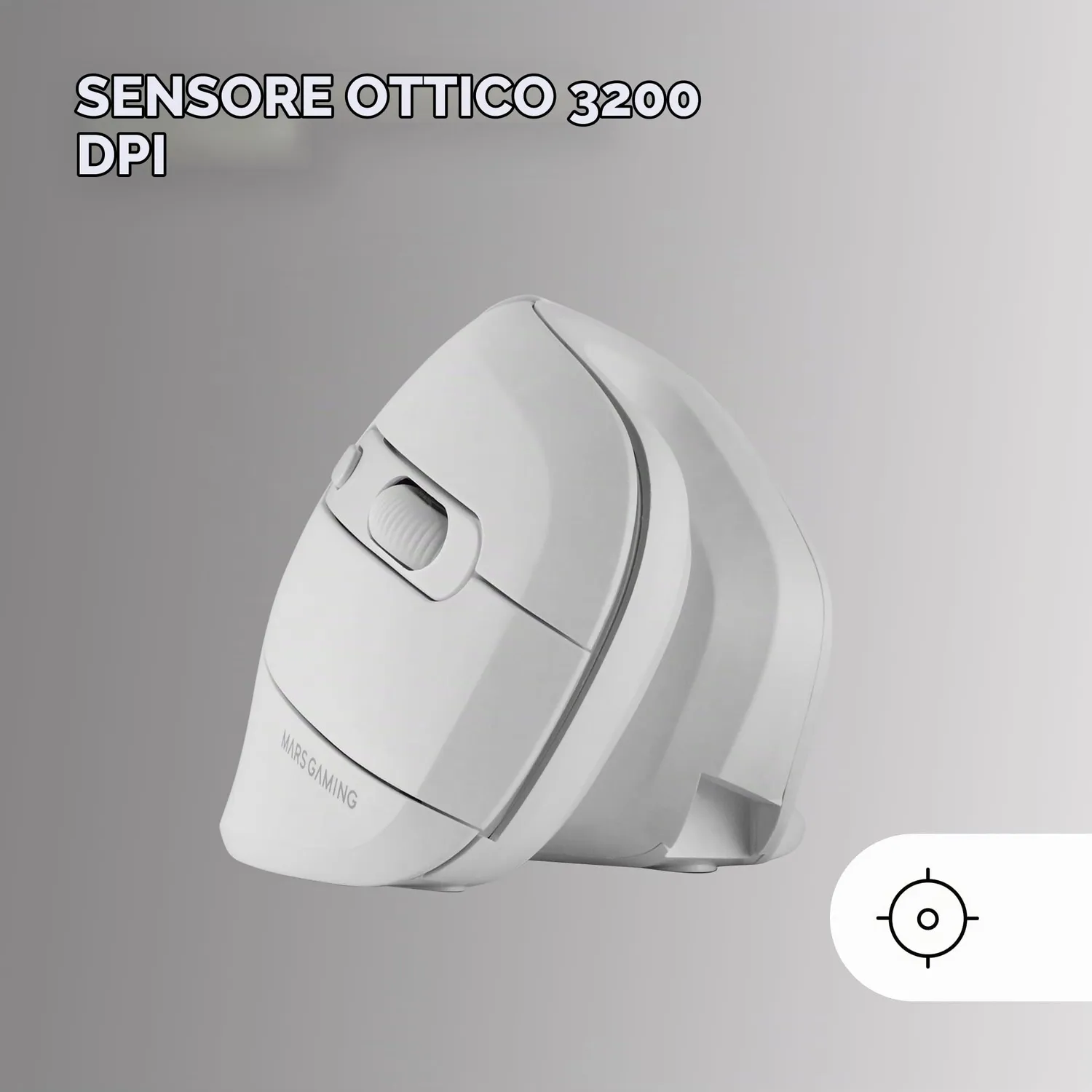Mars Gaming MMW-ERGOPRO Mouse Verticale Wireless Bianco 3200DPI