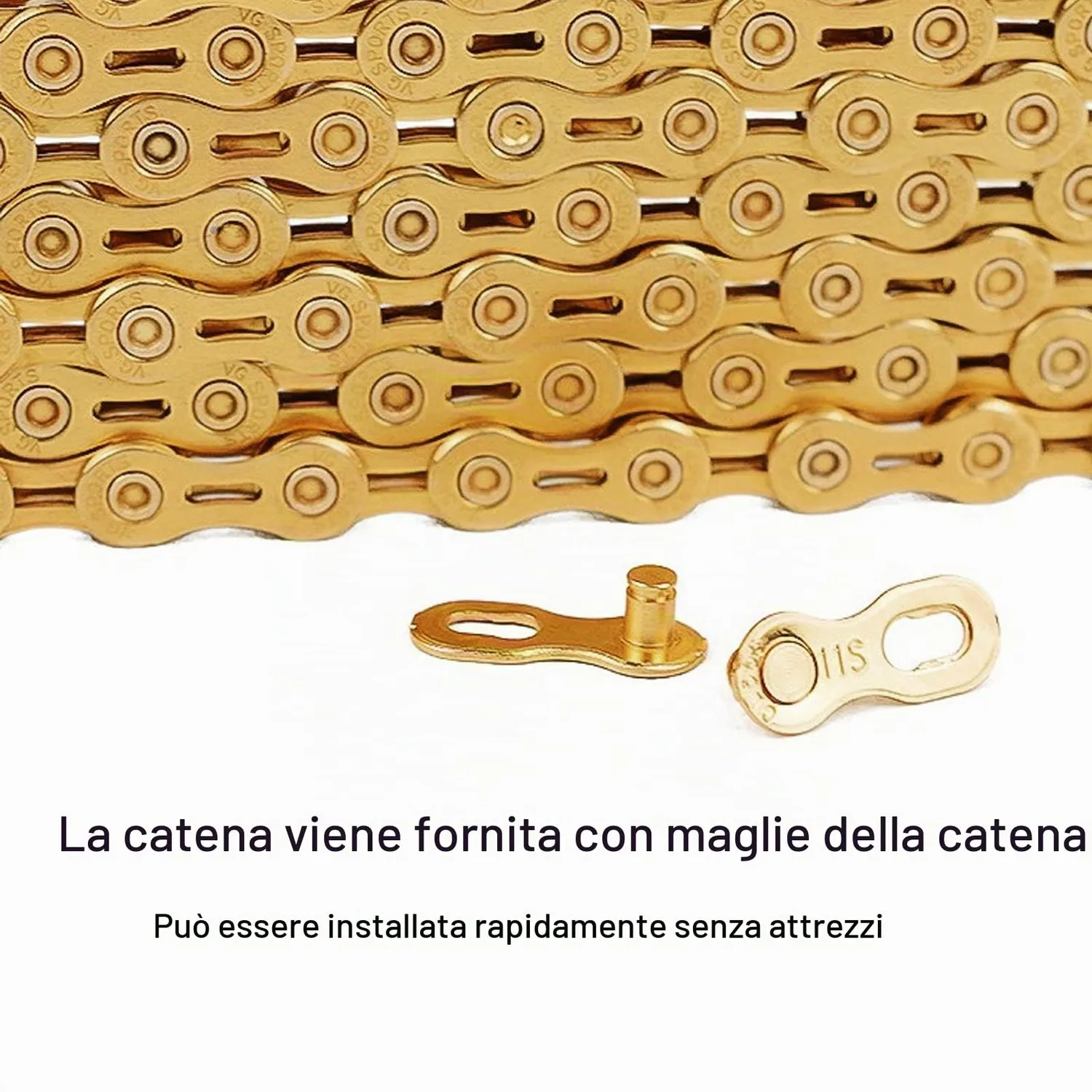 Zunate Catena Bici 10 Velocità Oro 116 Maglie 147 cm