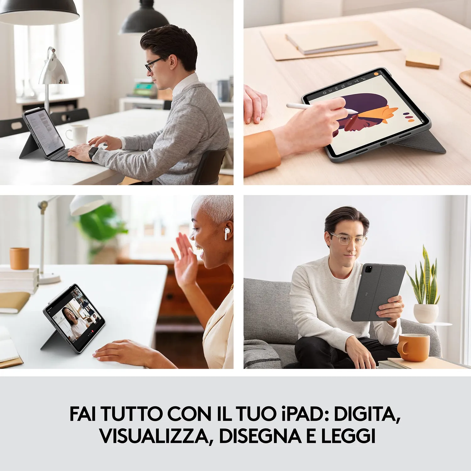 Logitech Combo Touch iPad Pro 11 tastiera ITA grigio