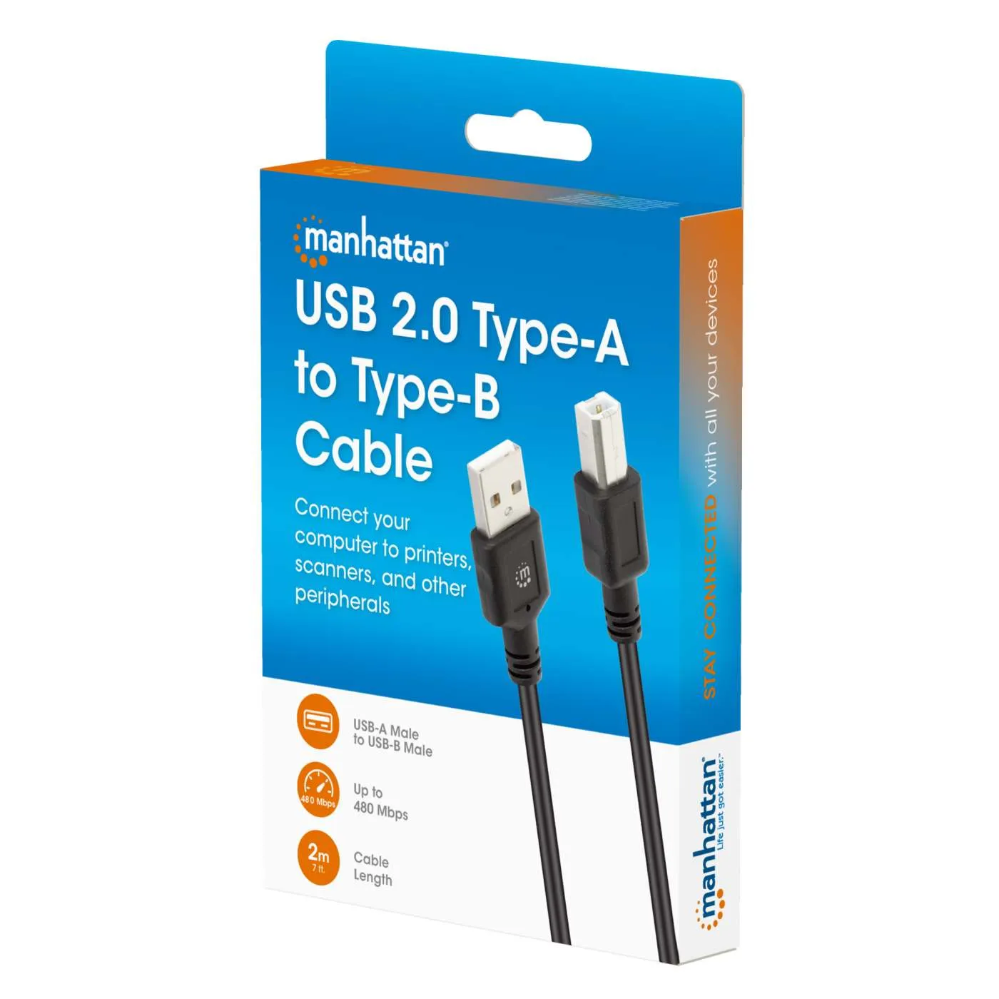 Manhattan Cavo USB 2.0 A-B 2 m per Stampante Nero