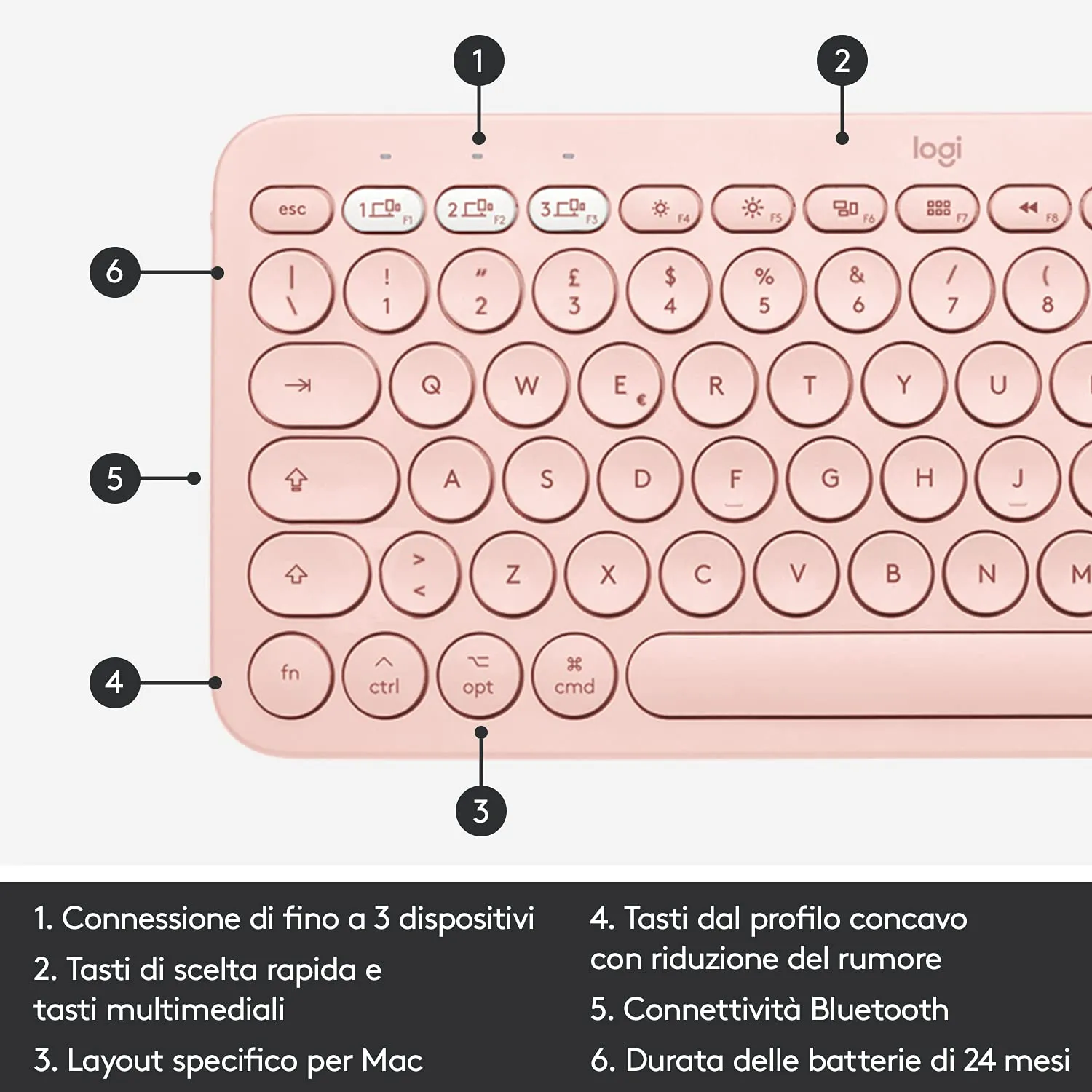 Logitech K380 tastiera Bluetooth Mac ITA QWERTY multidispositivo