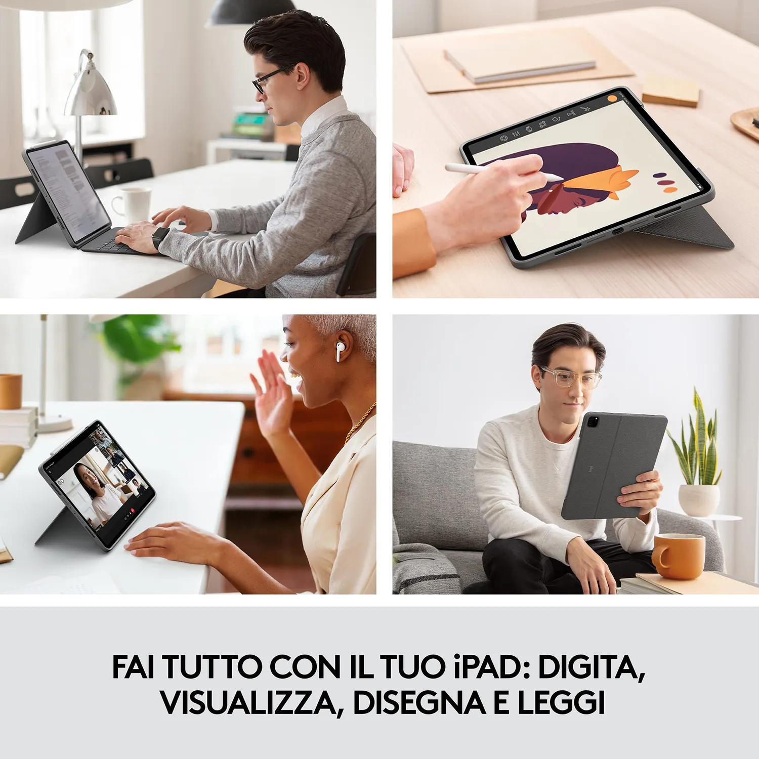 Logitech Combo Touch Custodia Tastiera iPad Pro 12,9 Grigio ITA