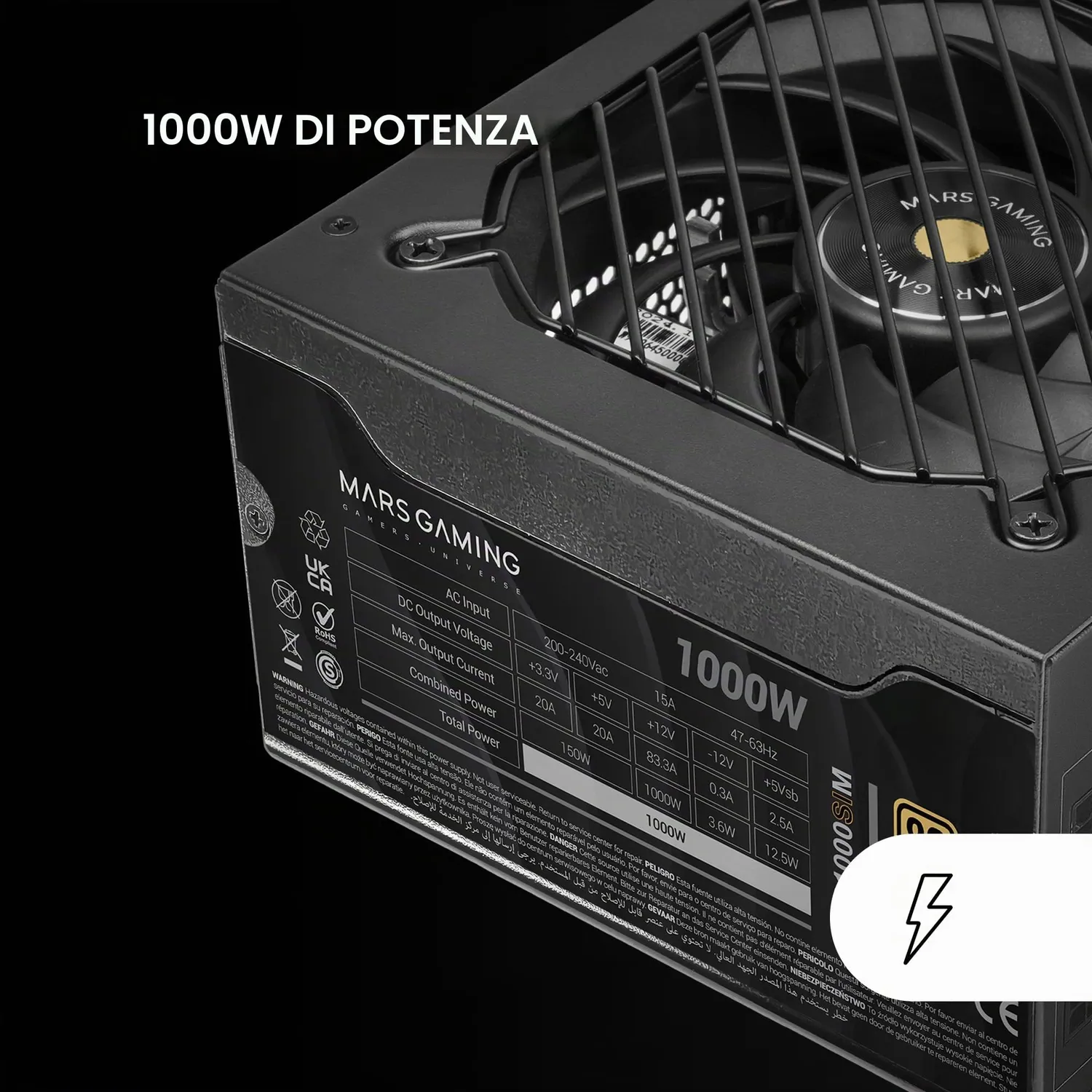 Mars Gaming MPB1000SIM alimentatore 1000W nero Gold ATX