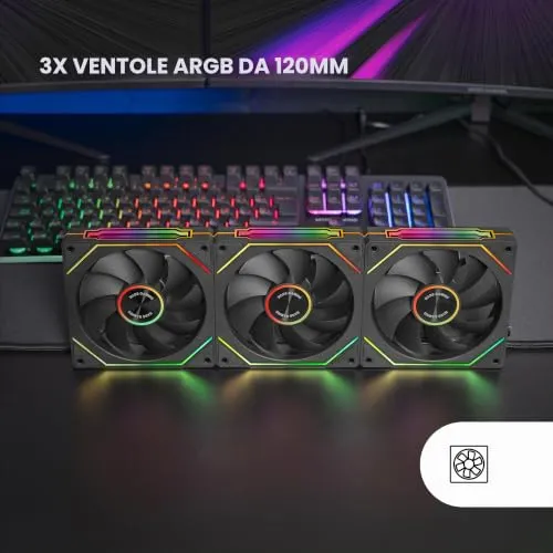 Mars Gaming MF-Linkfinity Kit2 ventole 120mm kit 3 pezzi nere ARGB