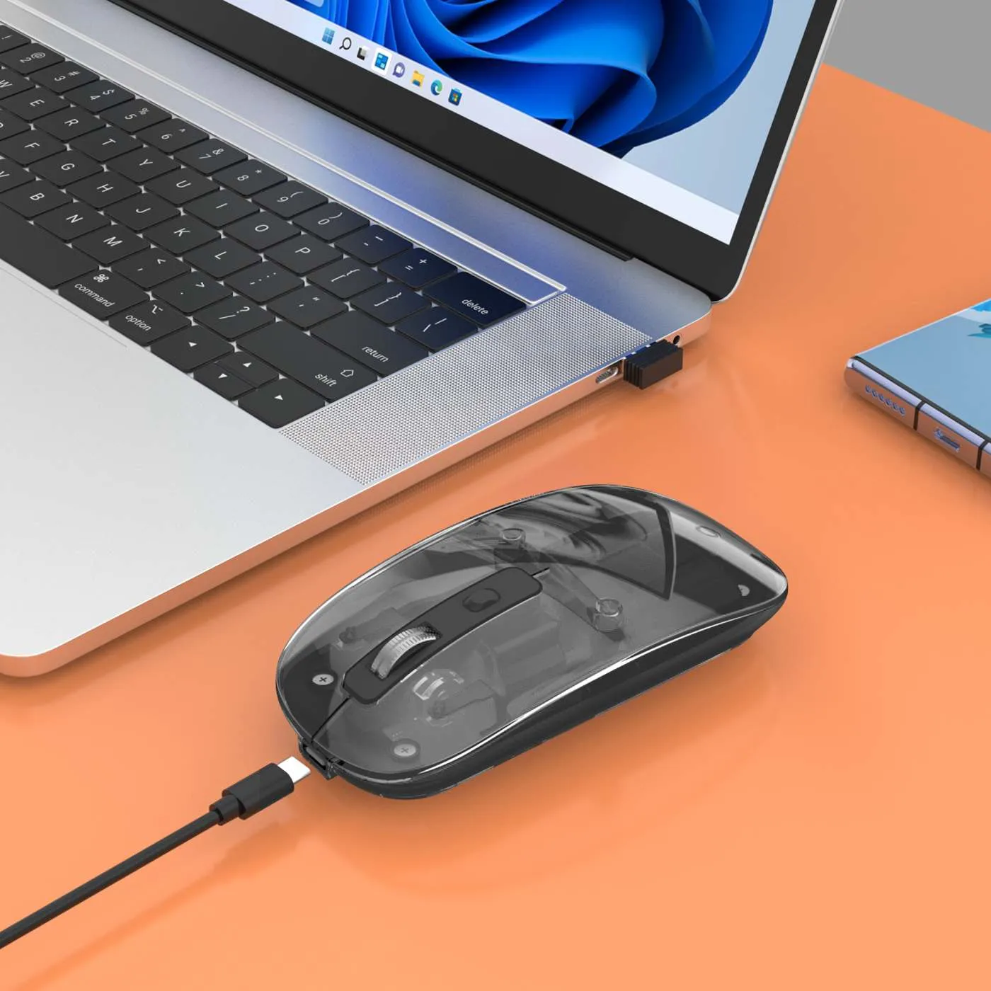 Manhattan mouse wireless trasparente ricaricabile 1600 DPI nero