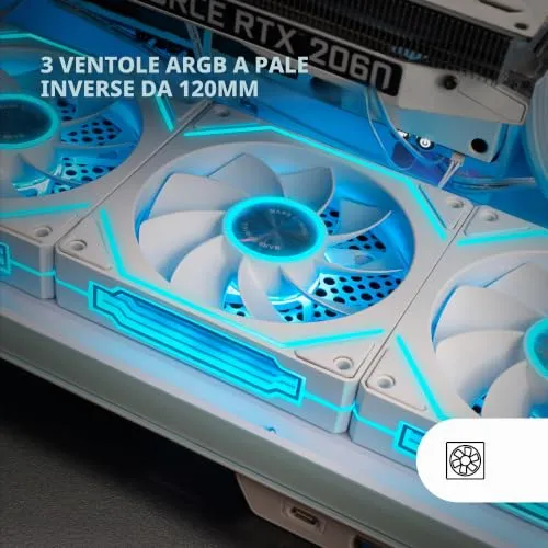 Mars Gaming LINKFINITYKIT2R kit 3 ventole 120mm bianco ARGB