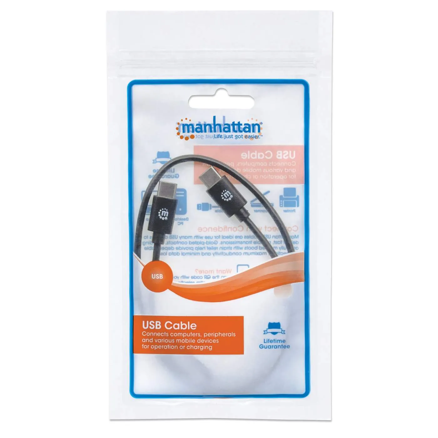 Manhattan Hi-Speed cavo USB-C 1m nero 60W 480Mbps