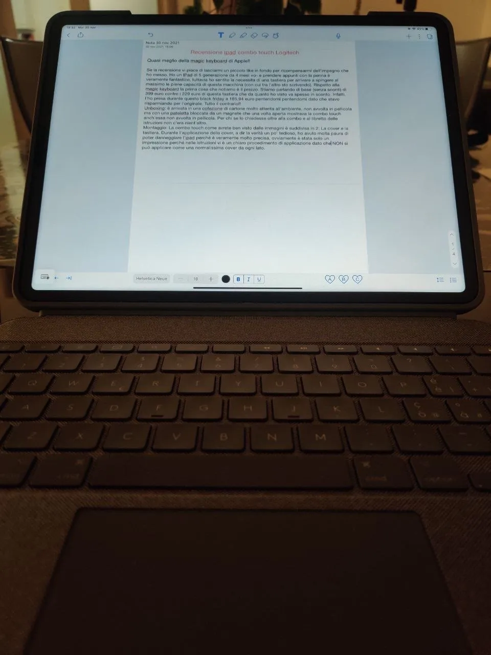Logitech Combo Touch Custodia Tastiera iPad Pro 12,9 Grigio ITA