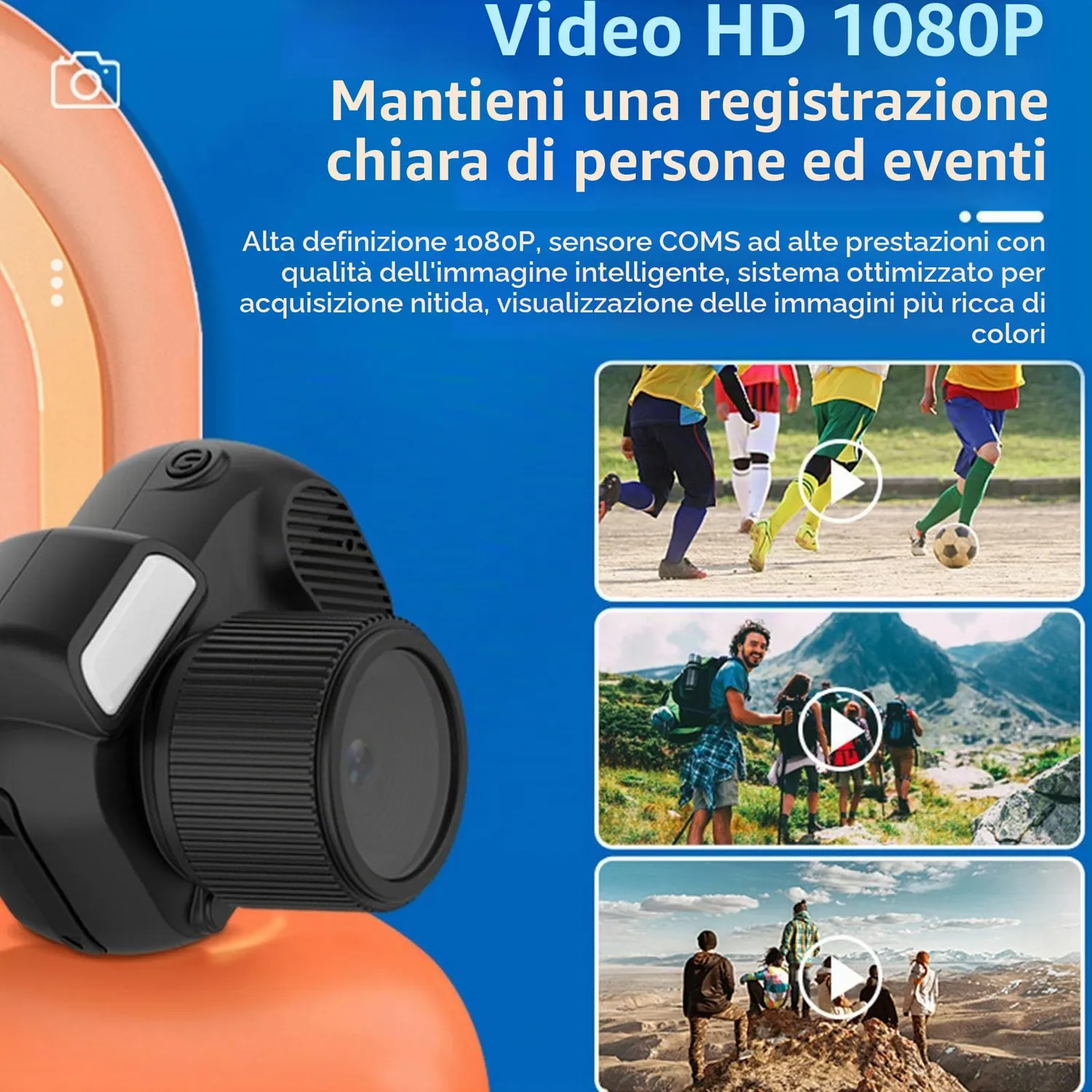 Zunate mini fotocamera 1080p 2MP con schermo 0,96 pollici