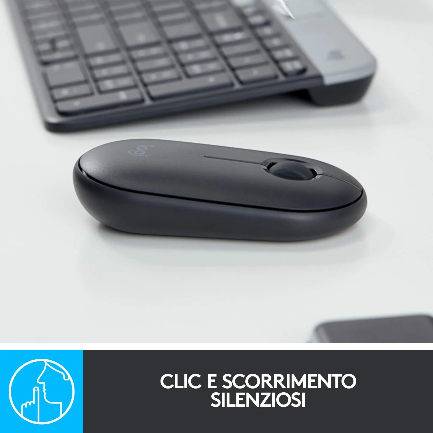 Logitech Pebble M350 mouse wireless grafite silenzioso