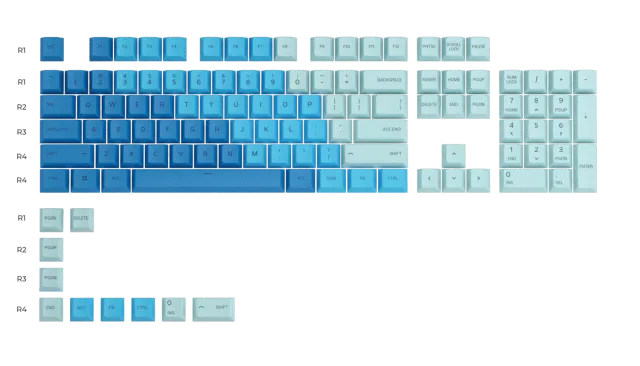Glorious GPBT keycaps Rain Forest 114 tasti PBT dye-sub