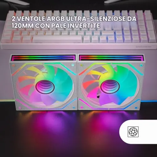 Mars Gaming MF-3DPROX2R ventole PC 120mm kit 2 bianche ARGB